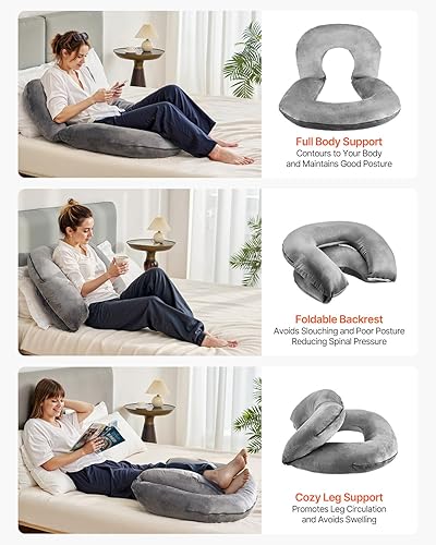 Miniatura 5 de VEVOR Silla de lectura, almohada de cama de gran tamaño para sentarse, silla de lectura en forma de U con terciopelo suave, almohada de respaldo,