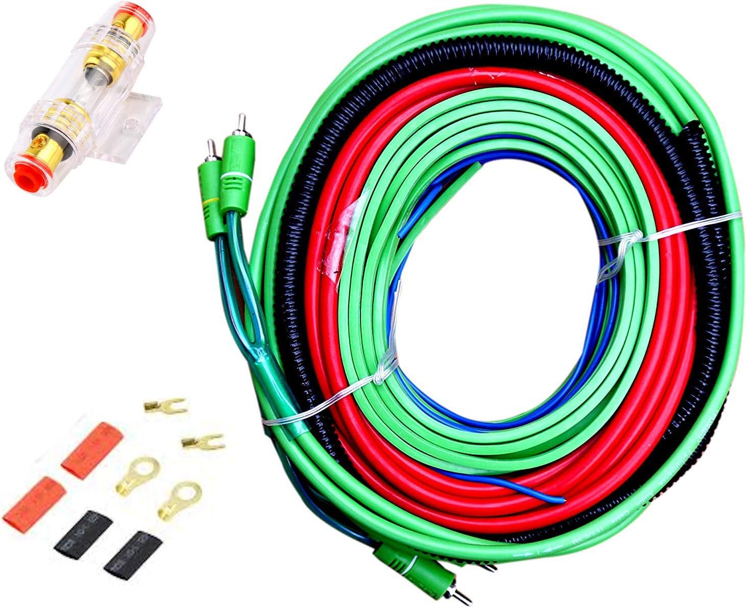 Cave RJ-111 Audio KIT 8 Gauge Car Amplifier Installation Wiring Kit, Color: Black