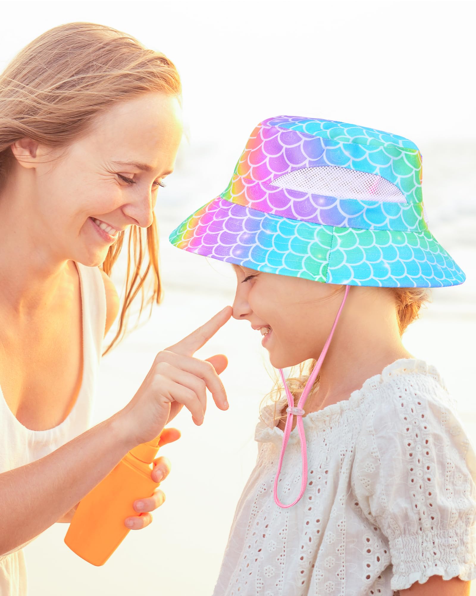 2 sombreros de sol para bebés y niñas, sombrero de pescador para niños, protección solar UPF 50+, sombreros de playa de verano para niños, sombrero de pesca de unicornio