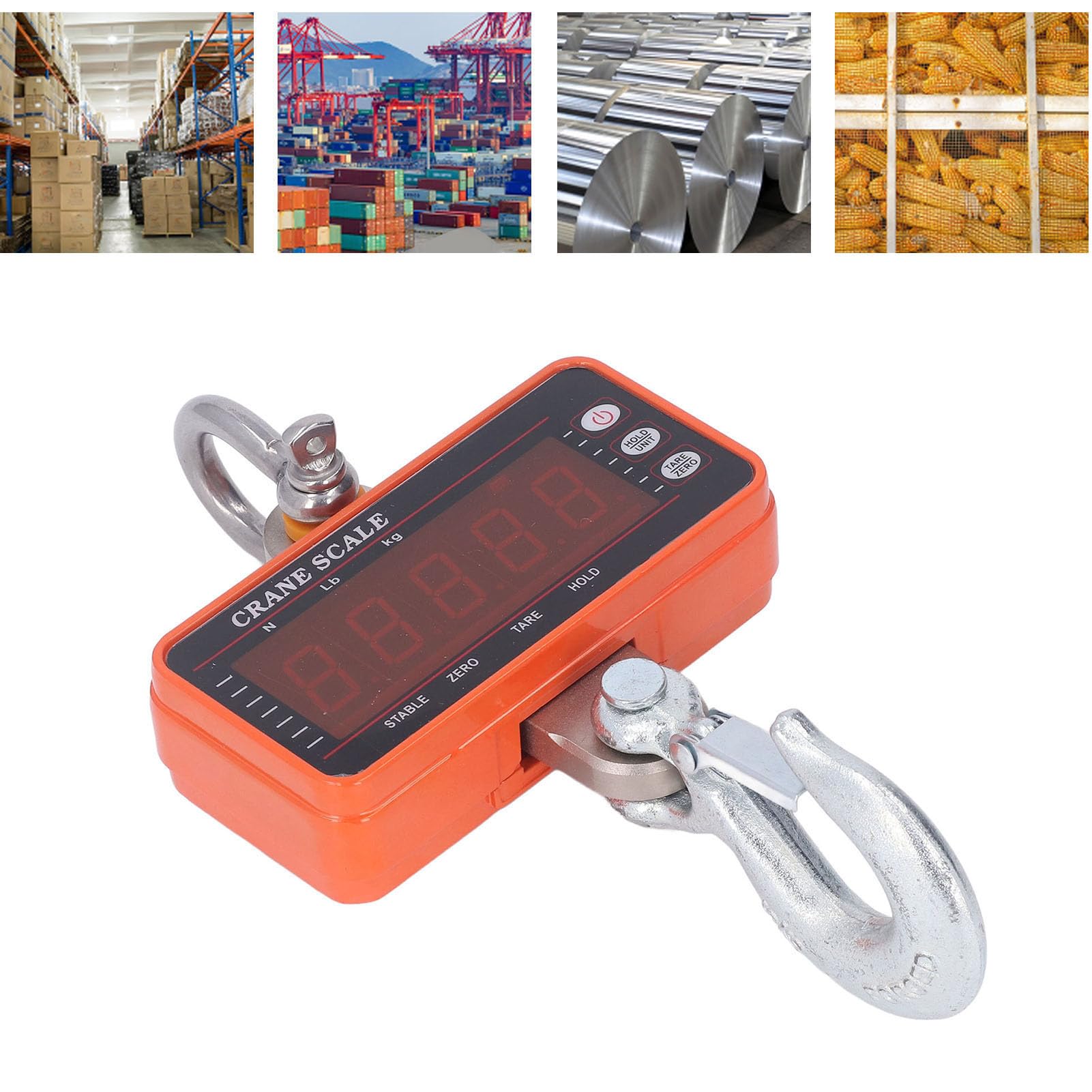 Natudeco Digital Crane Scale 5 Digit LED Display Heavy Duty Industrial Crane Scale with Remote Control High Accuracy Hanging Scale for Farm (1500Kg/500g)