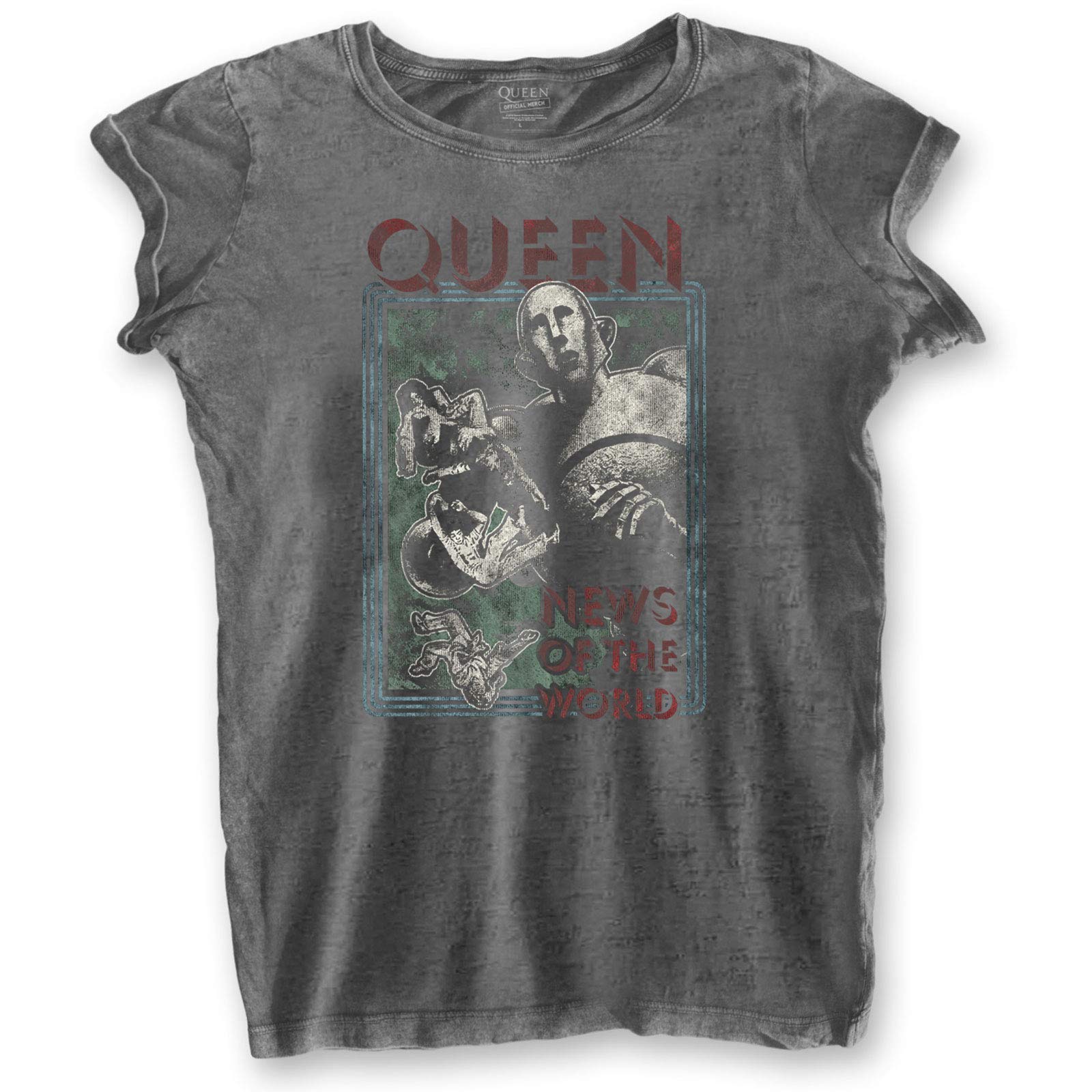 Paradiso Clothing Grey Queen News Of The World Burnout T Shirt - M