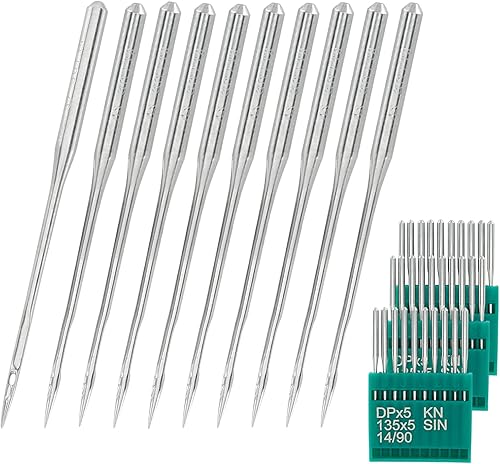 Kemcatui Agujas para máquina de coser 9014, 50 agujas de bordar DPx5 Brother para el hogar, agujas de coser estándar universales, tamaño universal