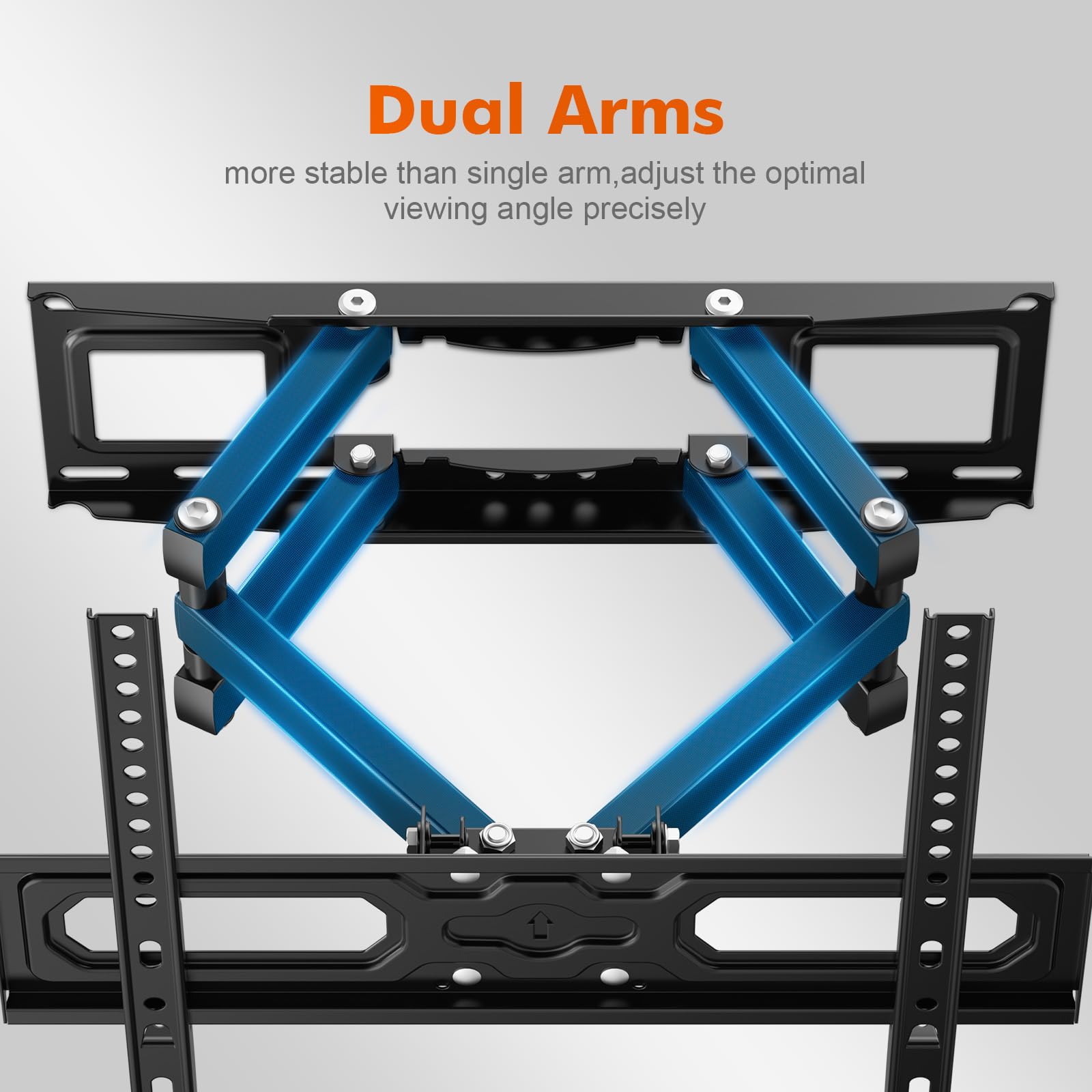 GRIFEMA GB1006-4 Support Mural TV 26-65 Pouces, Fixation Murale TV Contenir Jusqu'à 35KG, Accroche Television Mural Orientable,Inclinable et Extensible, Max Vesa 400x400mm pour Plat/Incurvé