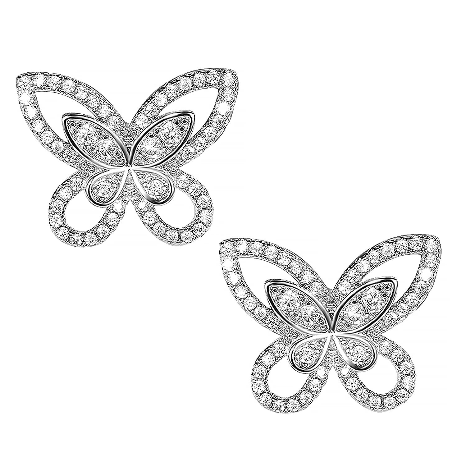 Peora American Diamond Studded Silver Plated Stud Earrings Fashion Wear Stylish Jewellery Gift for Girls & Women (PX8E121) (B0BTPRL64G) Amazon Price History, Amazon Price Tracker