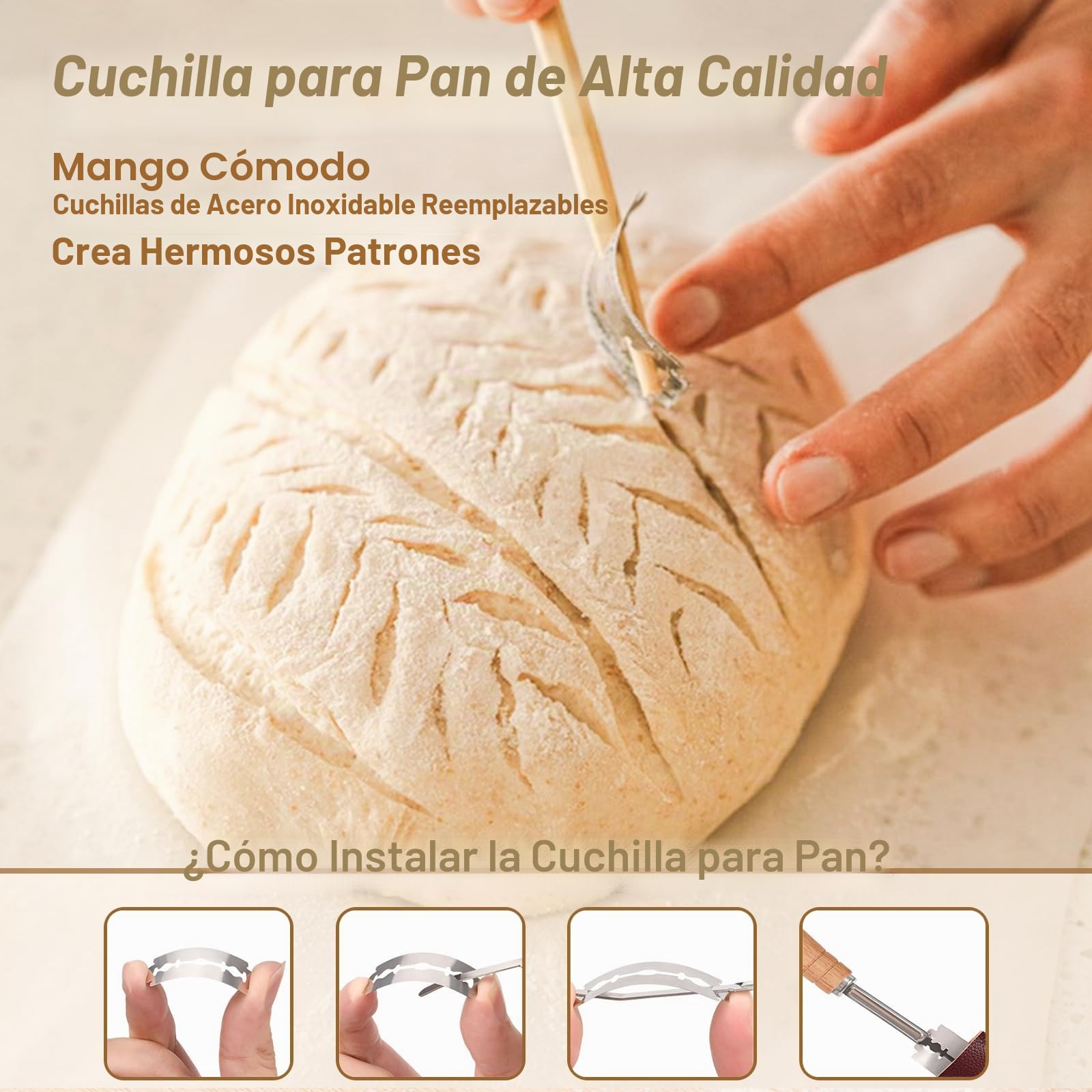Banetones para Pan, Cesta de Fermentación para Pan 18Piezas Kit Completo de Panadero con Banetones de Caña Natural, Batidor, Cuchillo de Panadero y Paño de Lino,Cesta para Pan de Masa Madre