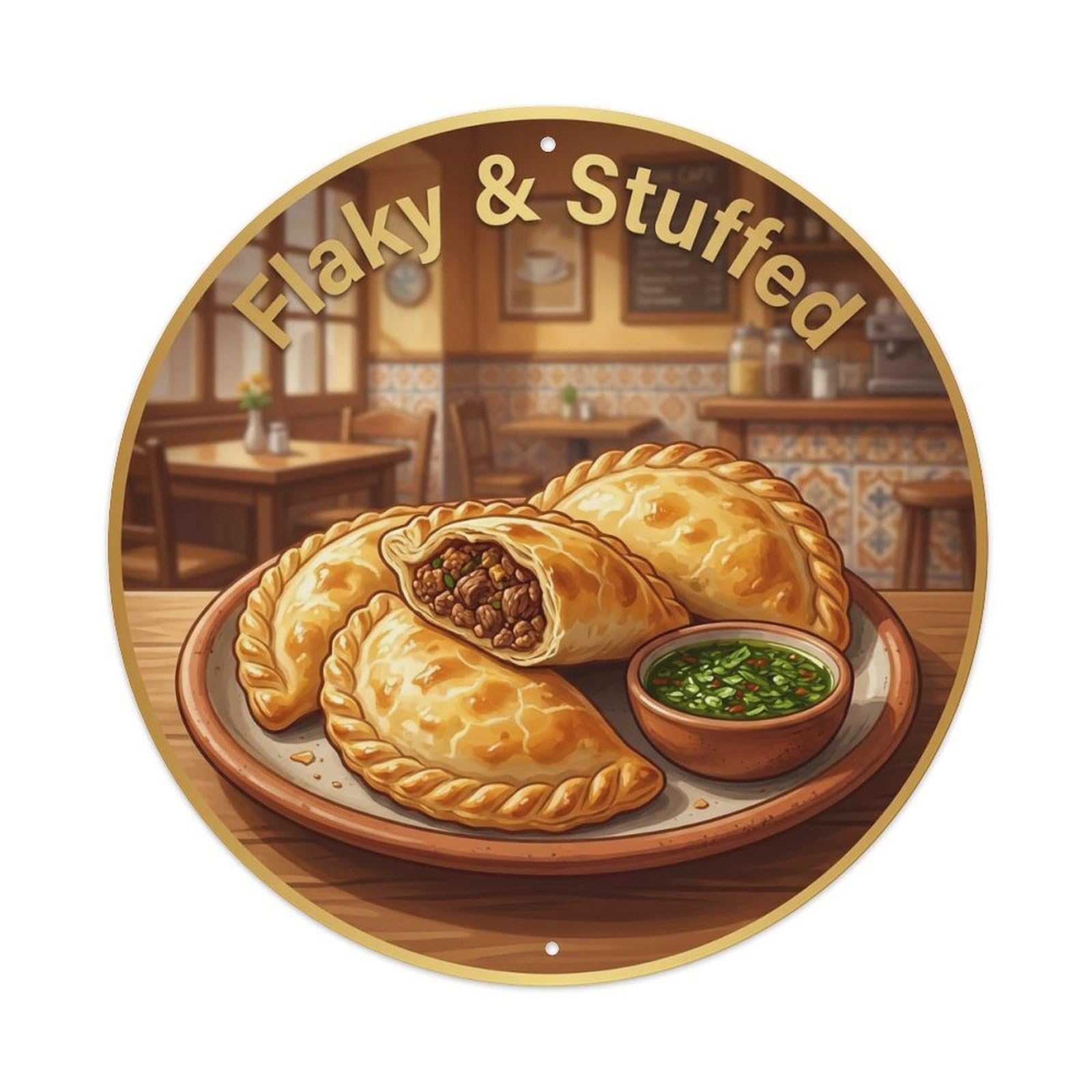 Okahys 8X8inch(20X20cm) Empanada Baked Vintage Gourmet Food Metal Tin Sign