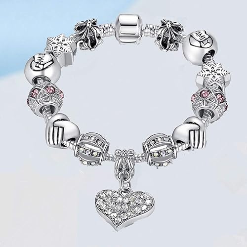 Miniatura 2 de Muerdou - Pulsera con dijes de mariposa y flor y cuentas de cristal de Murano para niñas y mujeres