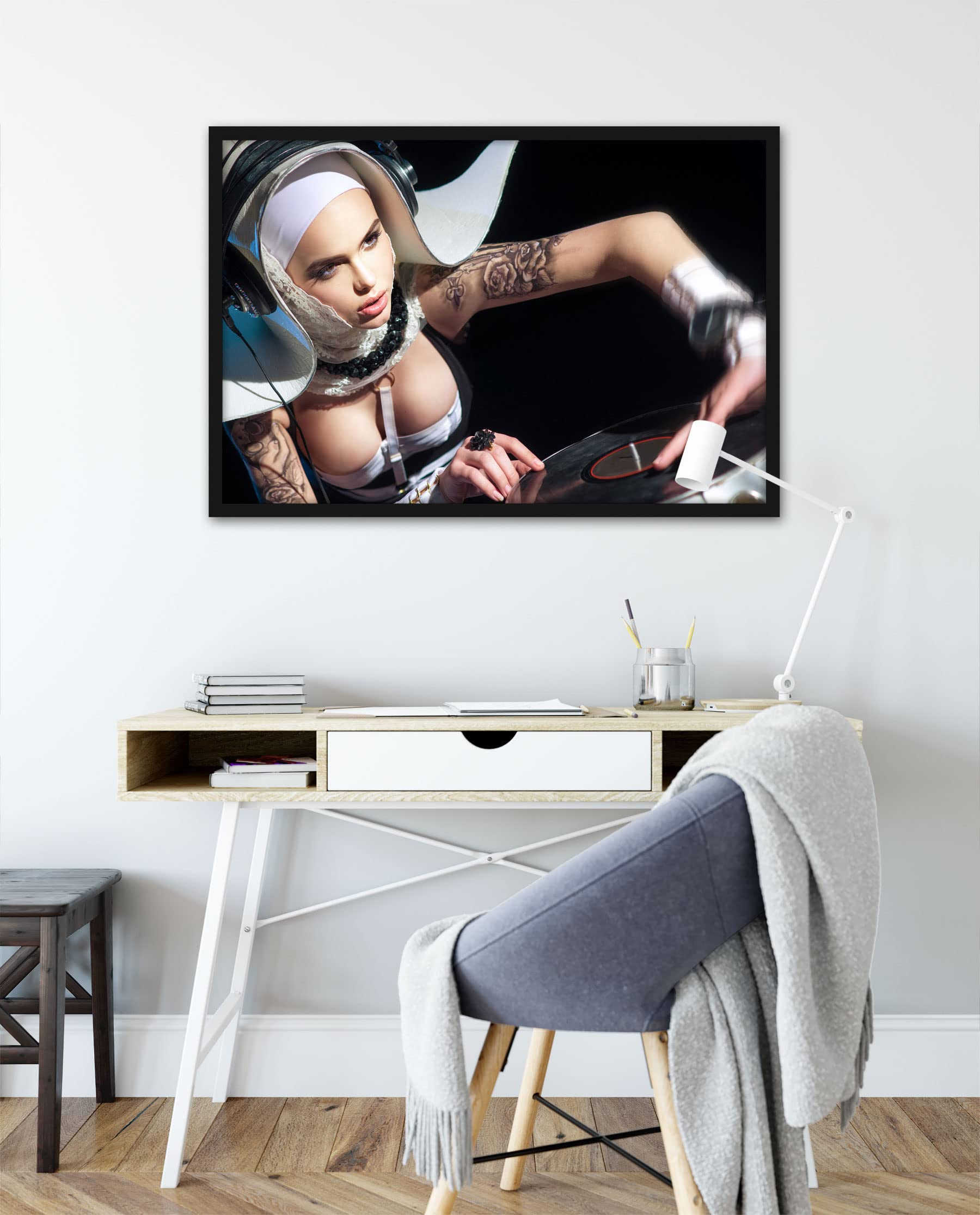 Poster da donna tatuata, con cornice, 100 x 70 cm