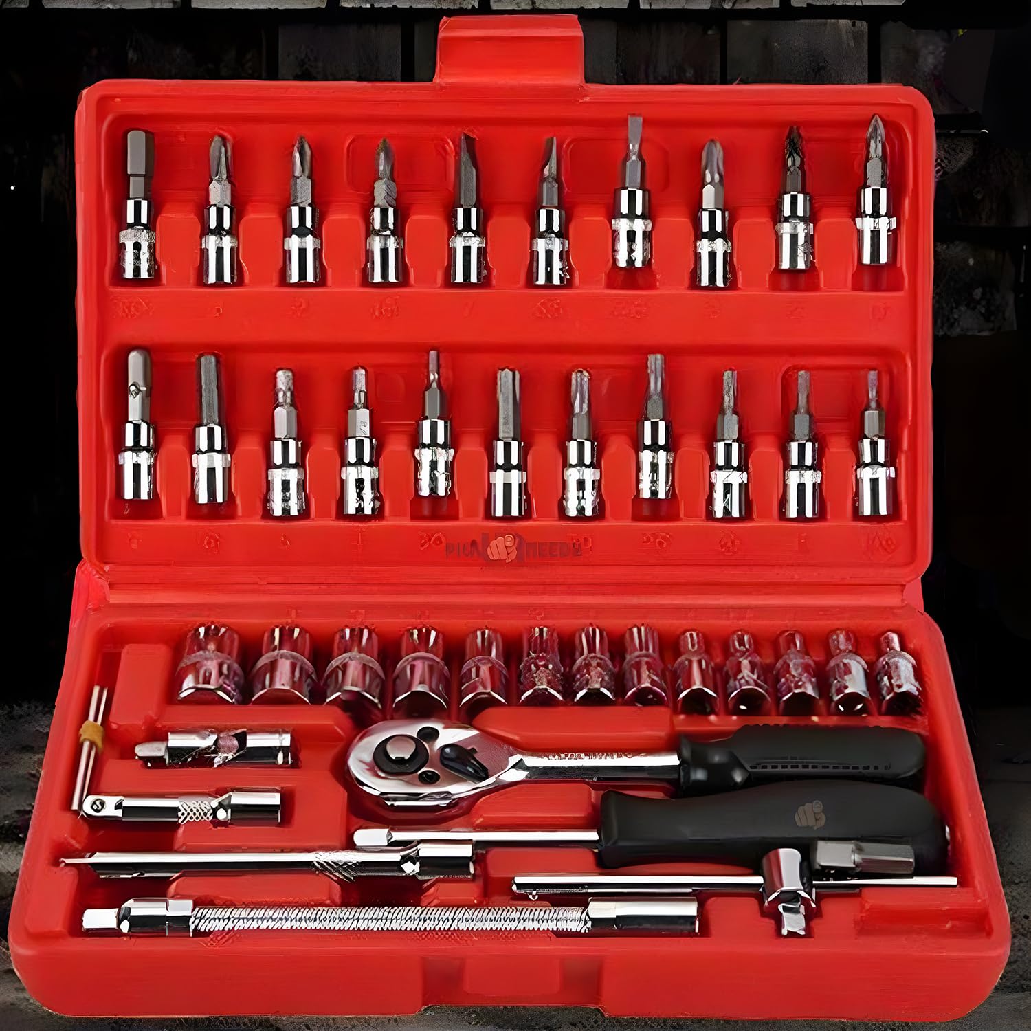 Pick Ur Needs 46 Pieces 1/4 Inch Screw Driver Socket Wrench Set With Socket Set and Hand Tools set for Auto Repairing and Household