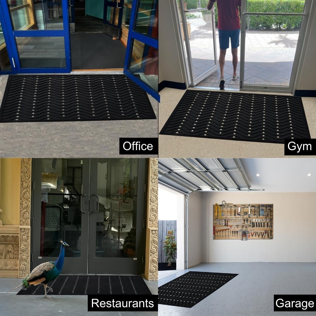 A1HC New Natural Rubber Premium Scrapper Door Mats-Keeps Mud and Dirt Away for Commercial and Residential Use, Office Entrance, Retail, Restaurants, Homes & Any Areas Where is Heavy Traffic 36"x60"