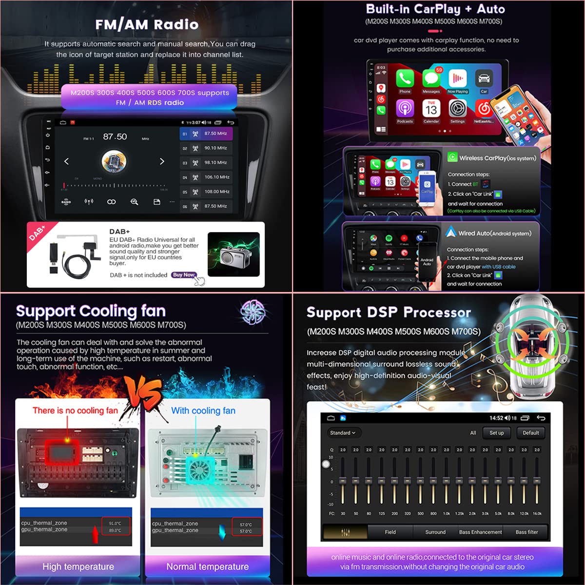 Android 12 Doble DIN en el Tablero estéreo del Coche para Ni-ssan X-Trail T32 Qashqai 2 J11 2013-2017 10/10.36 Pulgadas Pantalla Receptor Multimedia con Carplay Android Auto BT 5.1 FM Radi