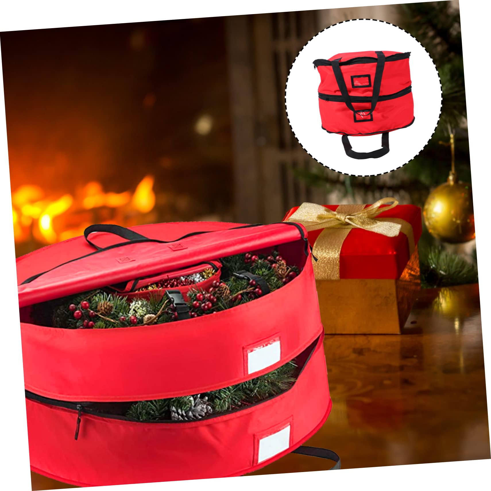 WOONEKY 1pc Double Layered Wreath Storage Bag Garland Holder for Christmas Holiday Decorations and Seasonal Storage Organizer