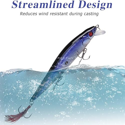 Miniatura 2 de Kit de señuelos de pesca, juego de cebos duros, pececillos, cebos de baño, lápiz de pesca artificial, kit de cebo de pesca para lubina, trucha, Tipo