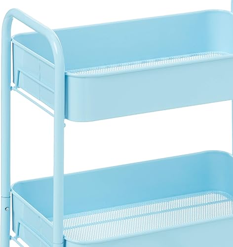 Miniatura 10 de CAXXA Organizador de almacenamiento de metal rodante de 3 niveles, carrito móvil con ruedas giratorias, azul Azul,Verde Aqua,Negro,Rosa,Blanco