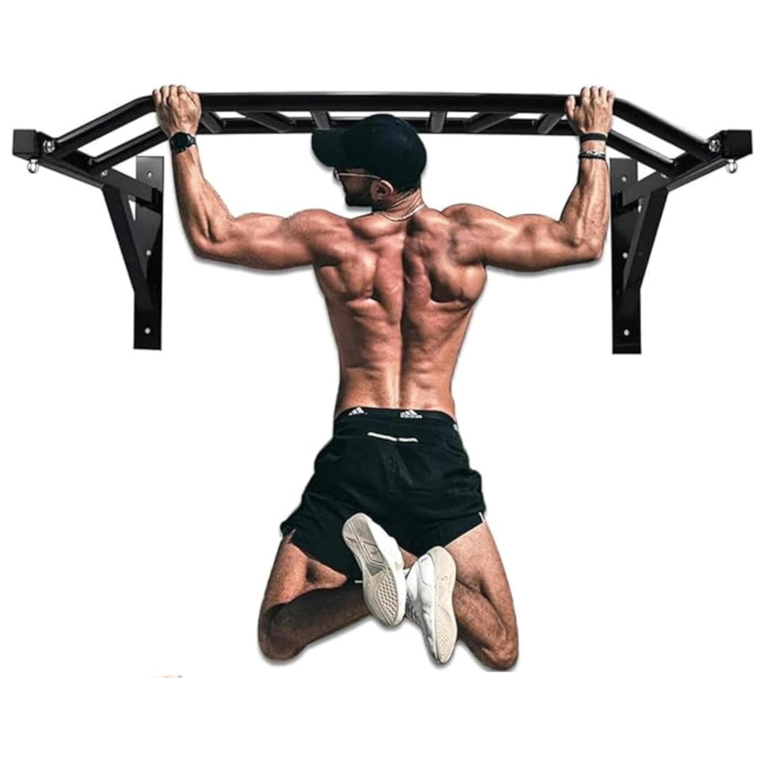 Heavy Duty Wall Mounted Pull Up Bar with Multi-Grip Positions & Suspension Rings, Premium Steel Chin-Up Bar for Home Gym, Upper Body Strength Training Equipment for Pull-Ups, Chin-Ups, Core & Full Body Workouts, Max Load 440 lbs-image-16