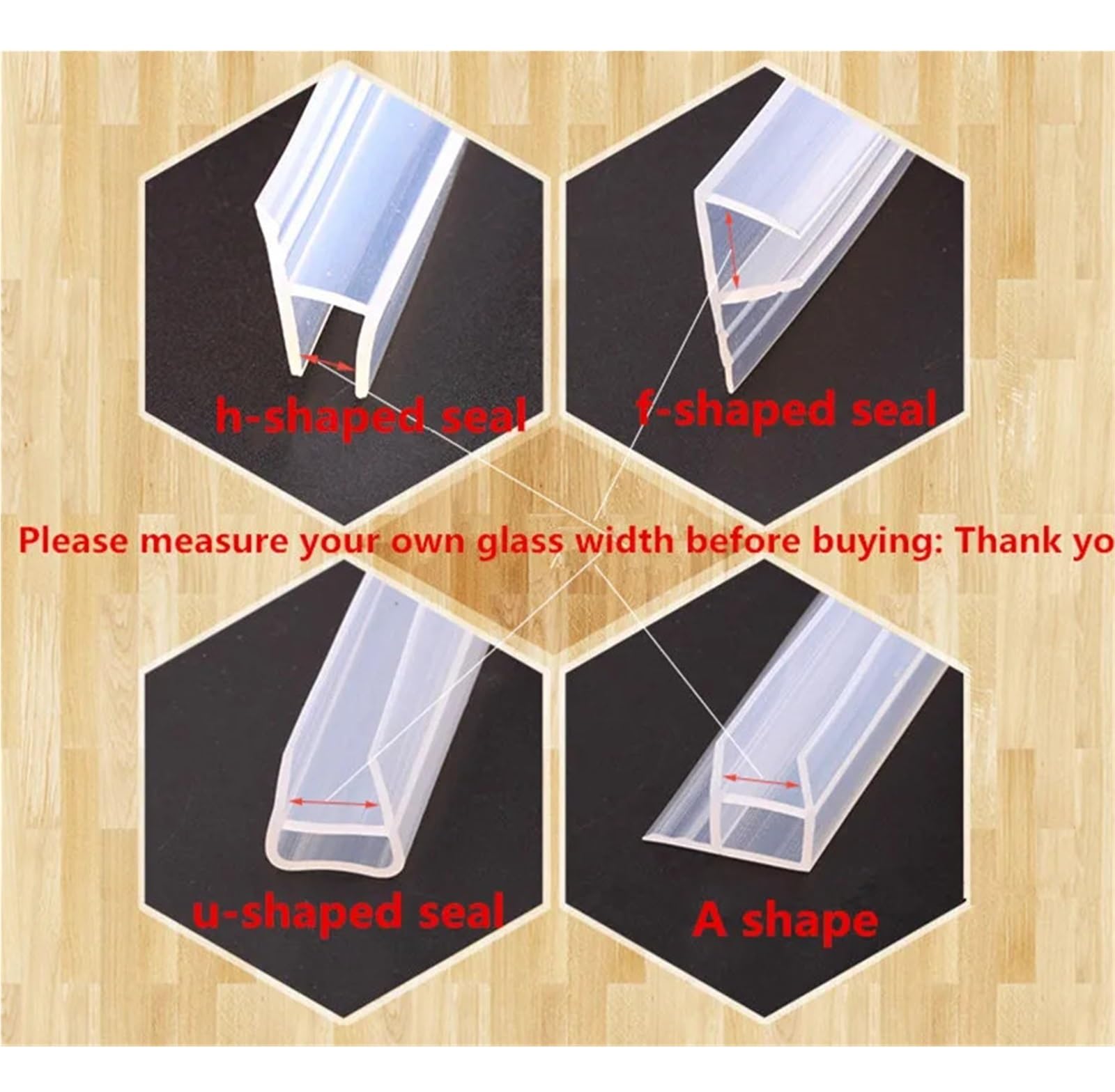Sello Transparente Burlete De Silicona For Puerta De Vidrio, Forma FUH, De 1 Metro, 6-12 Mm, For Ducha, Ventana, Puerta, Burlete para Puertas De BañO(U-Shaped,10mm)