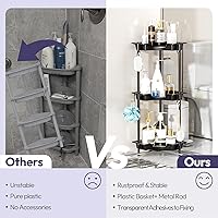 Vista 2 de SWTYMIKI Corner Shower Caddy Standing - 3 Tier Rustproof Plastic Shower Caddy, Floor Corner Shelf, Free Standing Rack Storage Stands for Bathroom