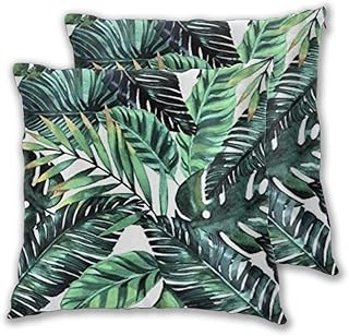 ELIENONO Housse de Coussin 60x60cm,2 pièces Feuilles de Palmiers tropicaux Plantes de la Jungle d'Hawaï Decorativo per Auto Sofà Divano Ufficio Salotto Home Decor