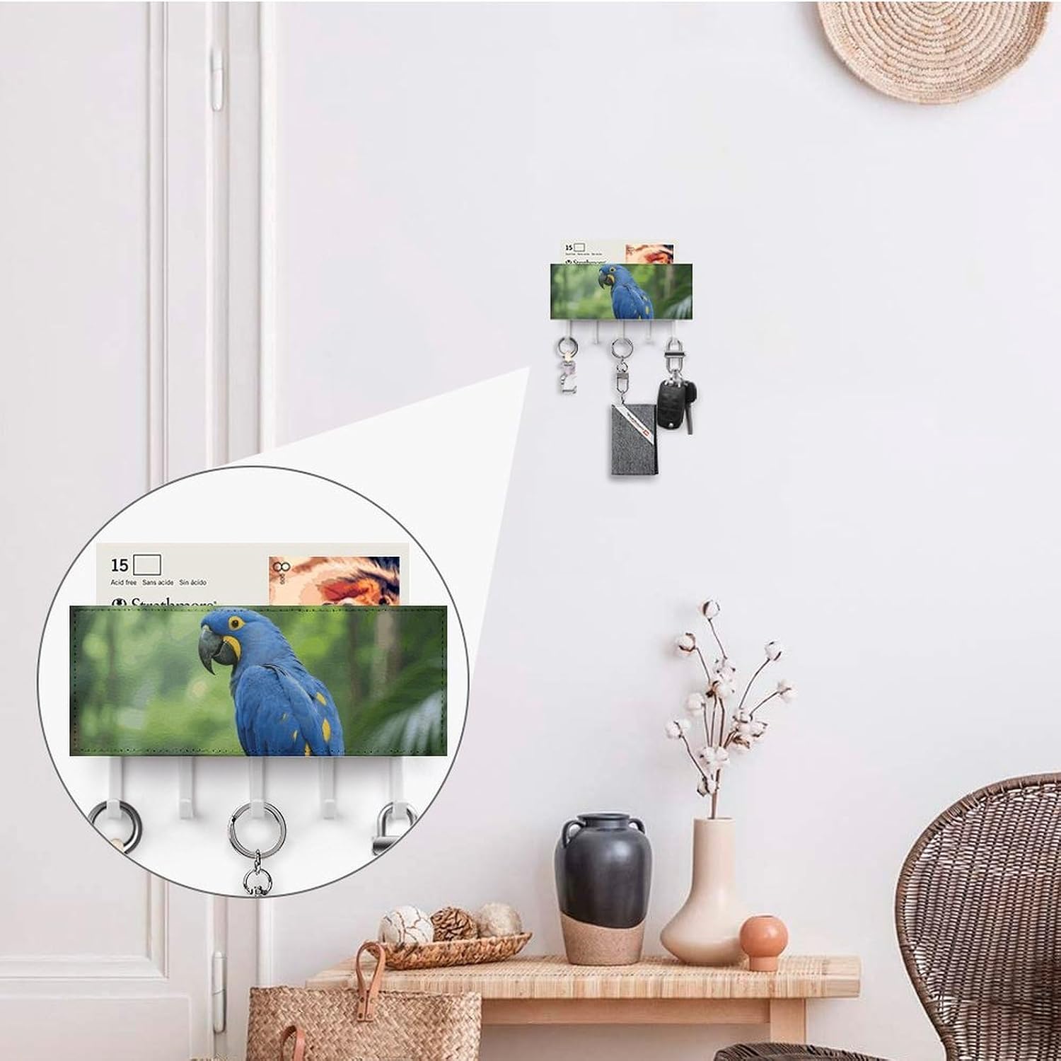 Bird Key & Mail Holder Wall Mount with 5 Hooks image 4