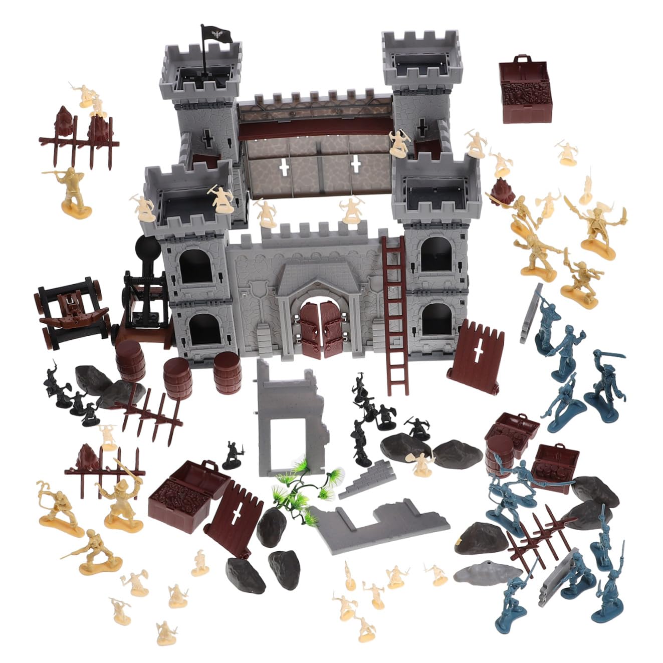 ERINGOGO Set Costruibile Fortezza a Tema Pirata 310 Pezzi in Plastica | Gioco Educativo Decorativo, Completo Accessori e Borsa, Stile a Tema Pirata