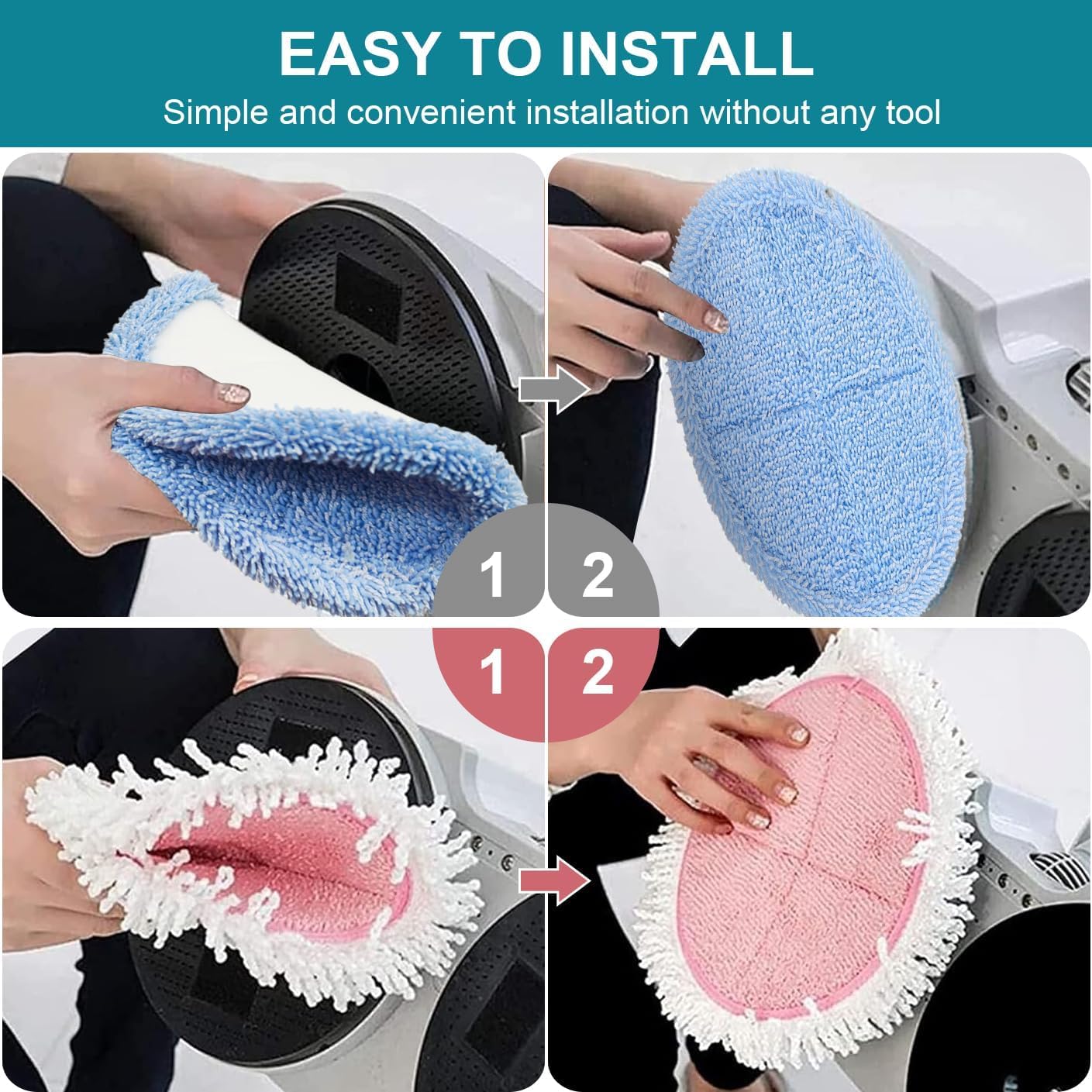 10 Pack Electric Mop Pads, 6.3/6 Inch Spin Power Mop Replacement Pads for bissell/alfabot/vmai/teko/eous/vm6/devoac/kactor/redkey/gobot/devoac/shark- Round Spinwave Spin Mop Pads for Floor Cleaning