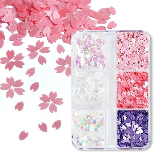 6 Colors 3D Holographic Cherry Blossom Nail Glitter Sequins with
