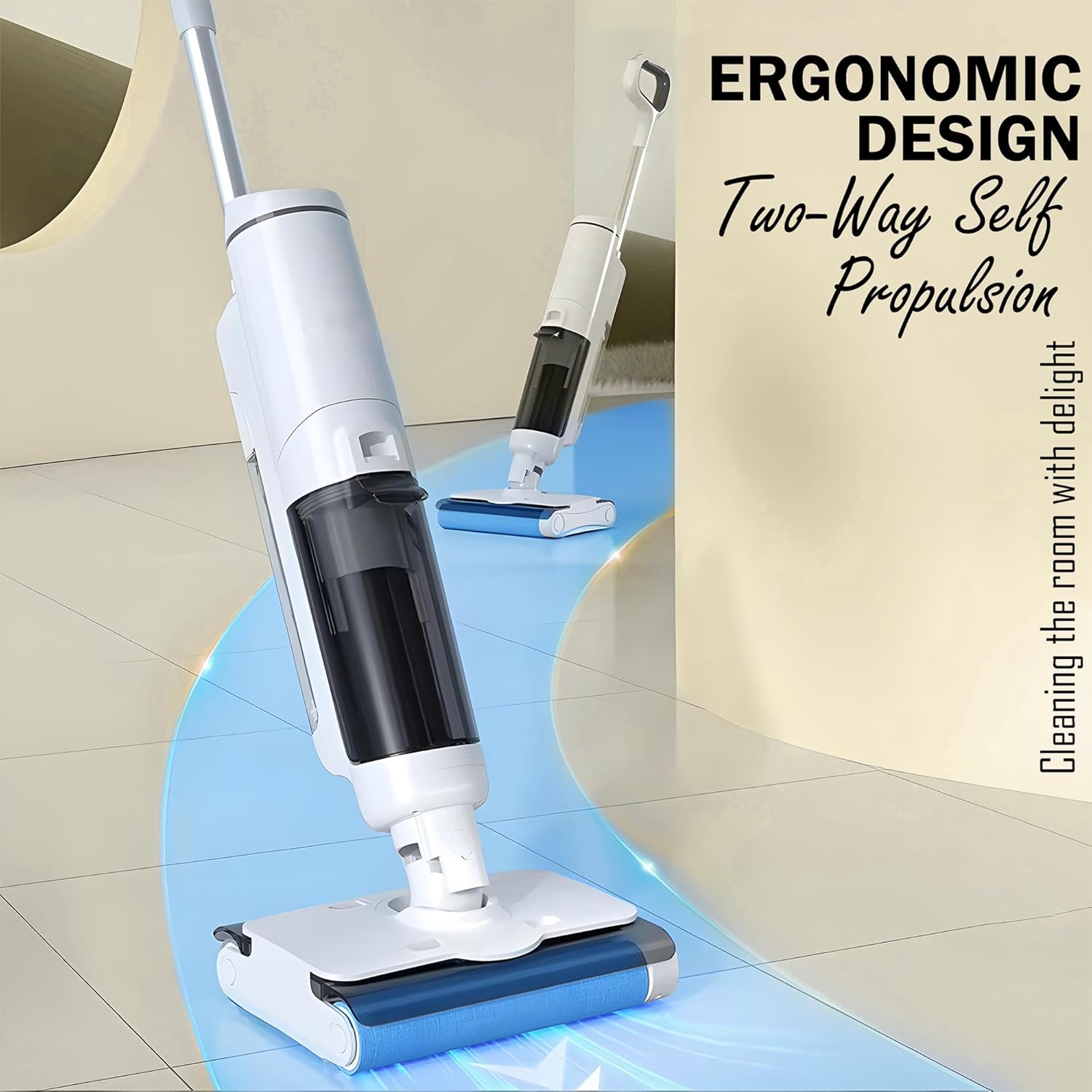 S7 Cordless Vacuum Cleaners for Home, Long Run Time Wet Dry Vacuum Cleaner with LED Screen - Dual Rollers 16KPa, 250W Powerful Suction, Auto Self-Cleaning Rechargeable Vacuum Cleaner for Carpet