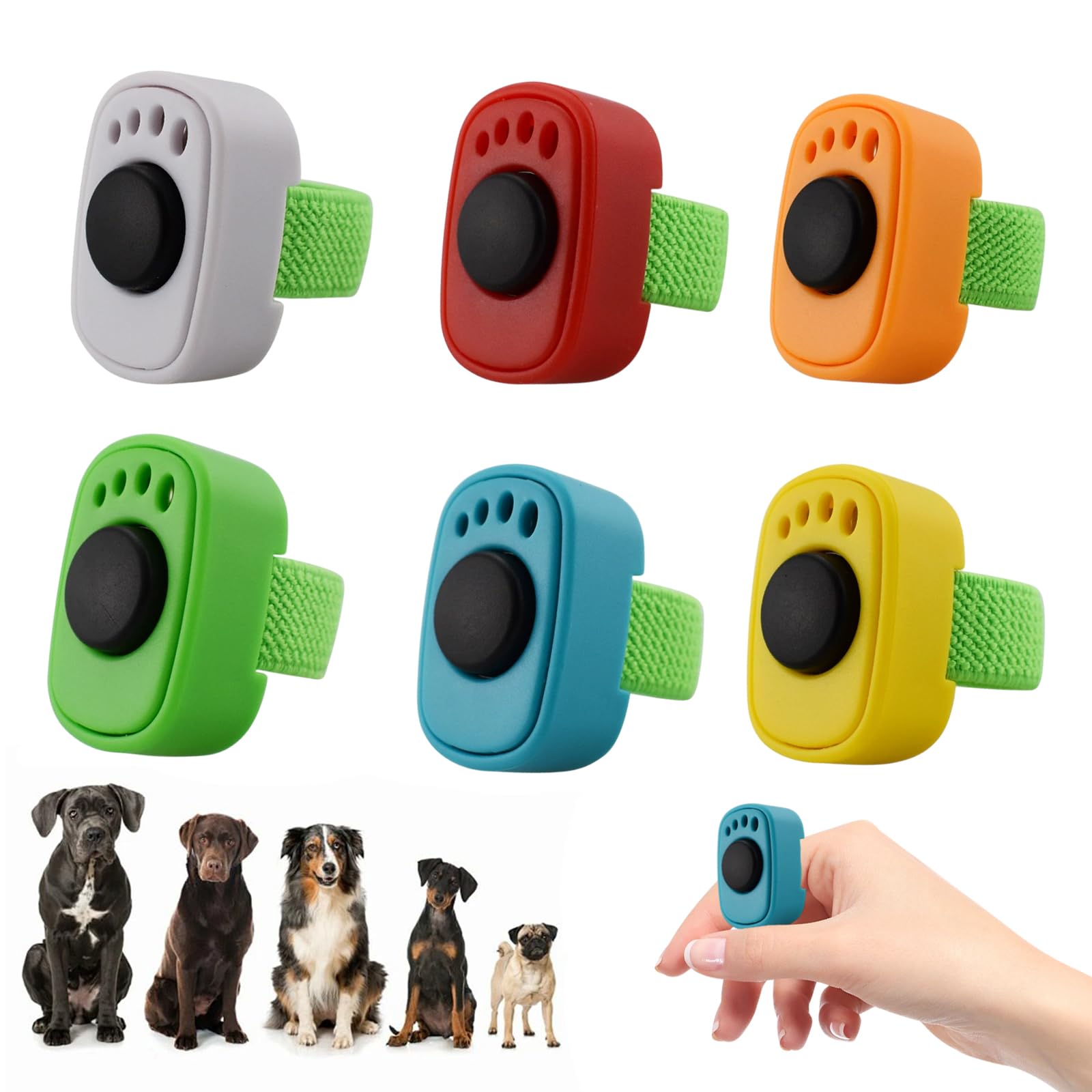 6 Pcs Clicker Chien Dressage,Clicker Chat Chien,Clicke Anneau Pour Doigt Animaux Compagnie Avec Dragonn,Accessoire Pratique Pour Entraînement Canin,Adapté Entraînement Chiens,Chats Chevaux(6 Couleurs)