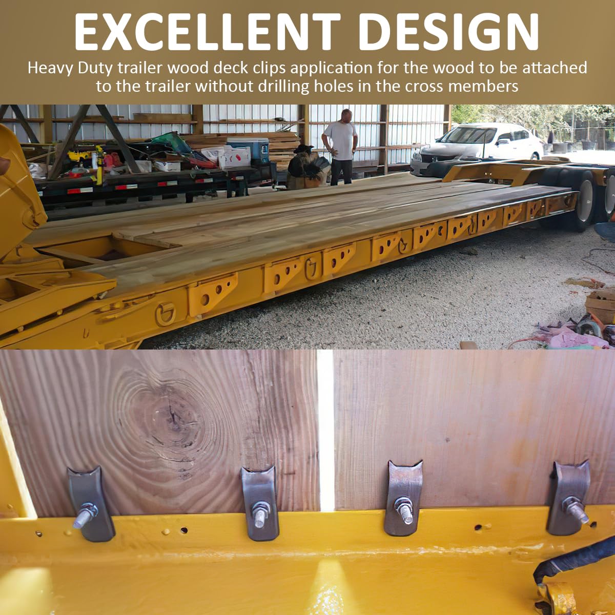 24pcs Trailer Wood Deck Clips Heavy Duty Floor Hold Down Steel Deck 1/4" Plate, Bearclaw Deck Board Clips for Trailers and Flatbed Cargo Clamp