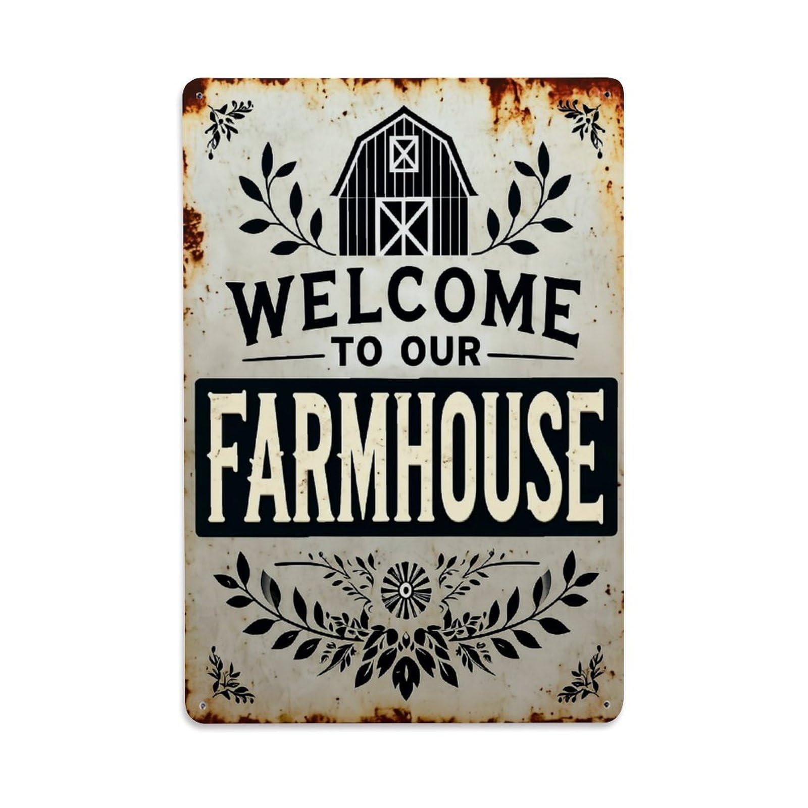 Nestemfo Vintage Welcome To Our Farmhouse Sign Tin Sign Metal Sign, Living Room,Bar, Home, Bedroom Wall Decor,Retro Metal Poster 8X12 Inches