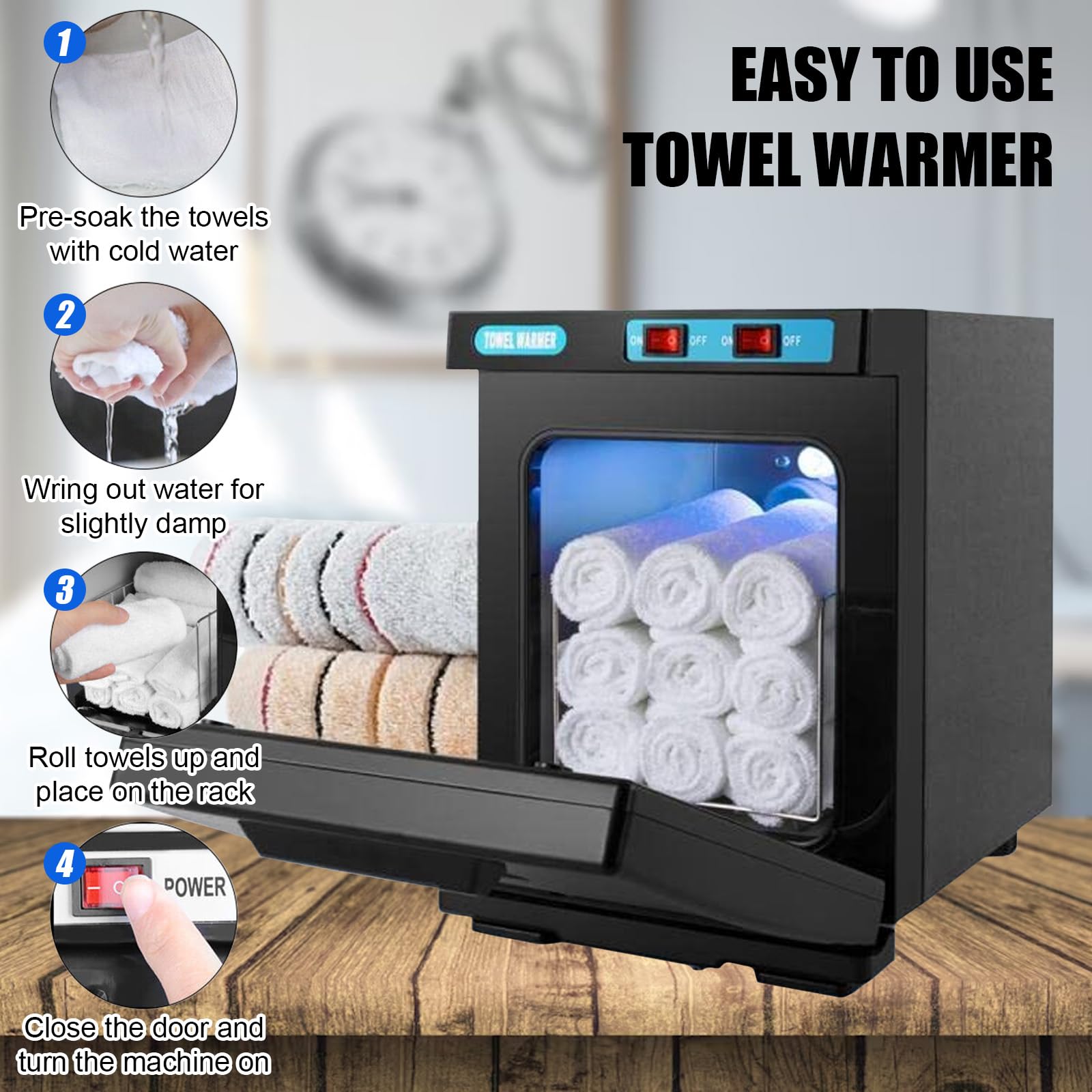 Capacité 5L 6-8 Serviettes Chauffe-Serviettes UV • 5L • 6-8 Serviettes • Chauffage Rapide 10min • Désinfection • Blanc • Pour Salle De Bain, Spa Chauffe Serviettes 5l