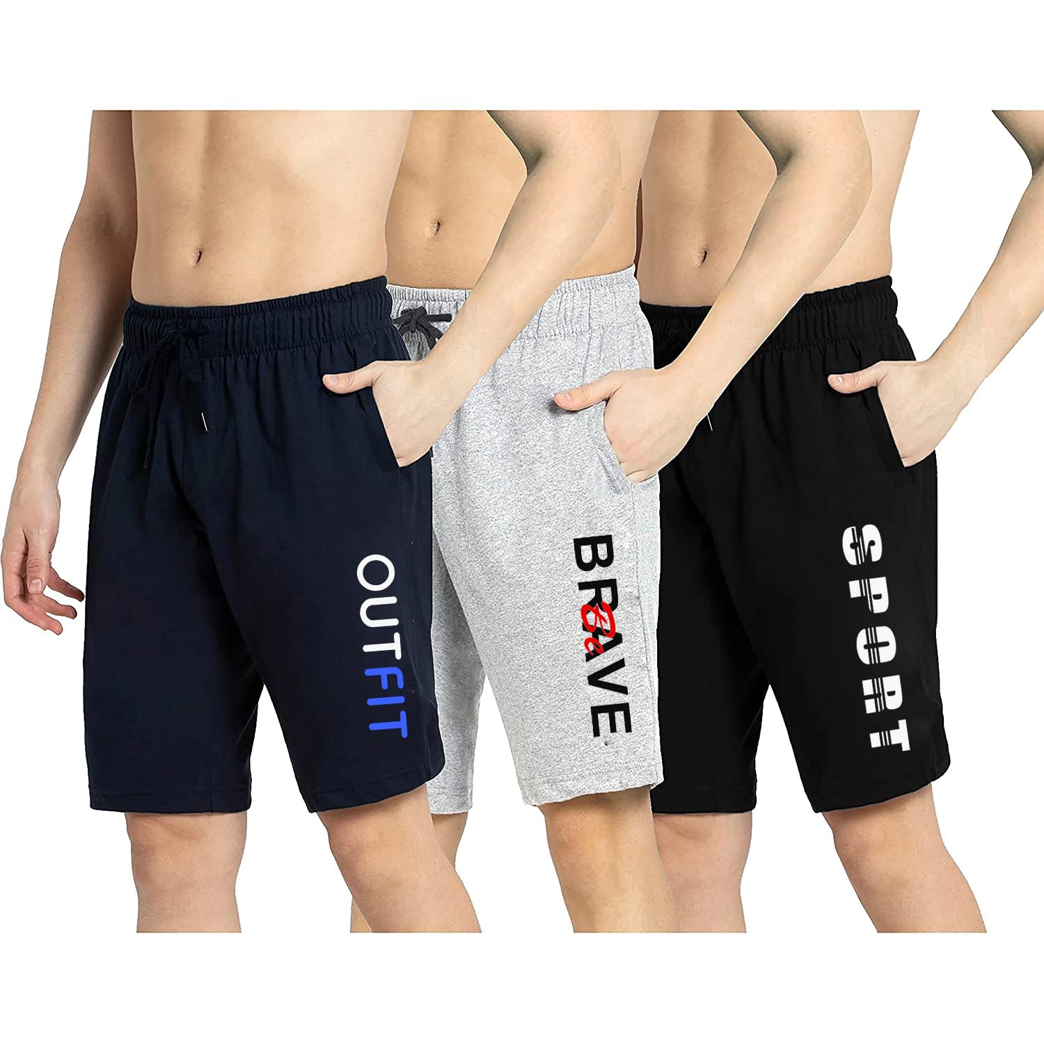 West Gate Clothing Plus Sizes Men's Cotton Knee Length Shorts | Casual and Night Wear Mens Shorts Pack of 3-picture-57