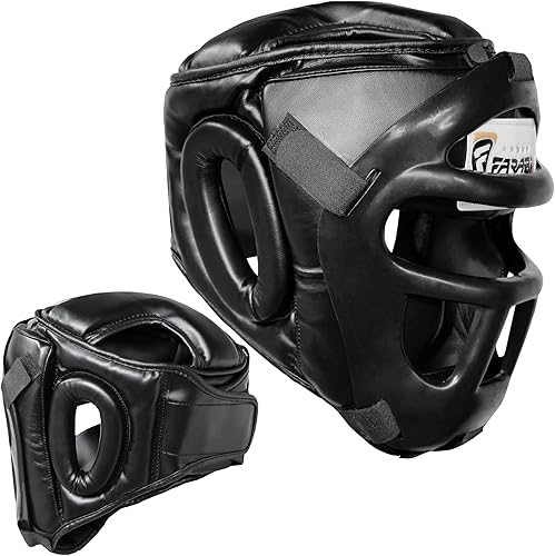 Miniatura 3 de Farabi Sports Boxing Headgear Grill Head Guard MMA Training Kickboxing Sparring Gear Removable Front Bar Gril