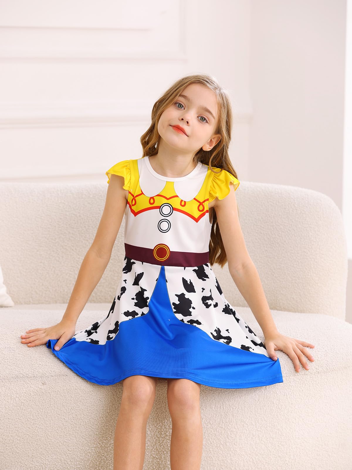 AmzBarley Princess Costume for Girls Halloween Outfit Kids Dress Up Clothes Age 1-10 Years Birthday Party Gifts — view 3