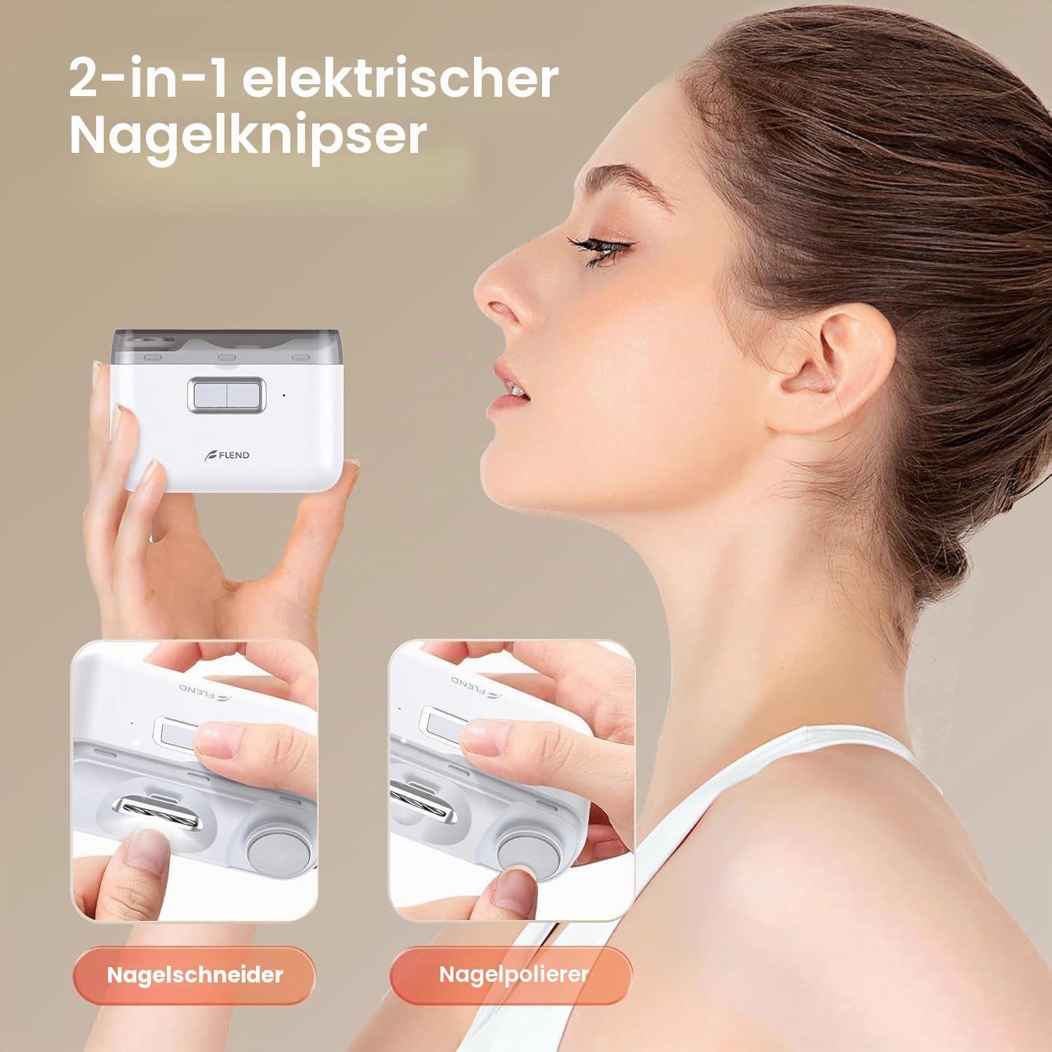 Elektrischer 2-in-1 Nagelknipser, Automatischer Nagelschneider & Nagelfeile, Wiederaufladbar mit LED-Licht, Schmerzfrei & Leise, Sicher & Präzise für Babys, Kinder, Erwachsene & Senioren