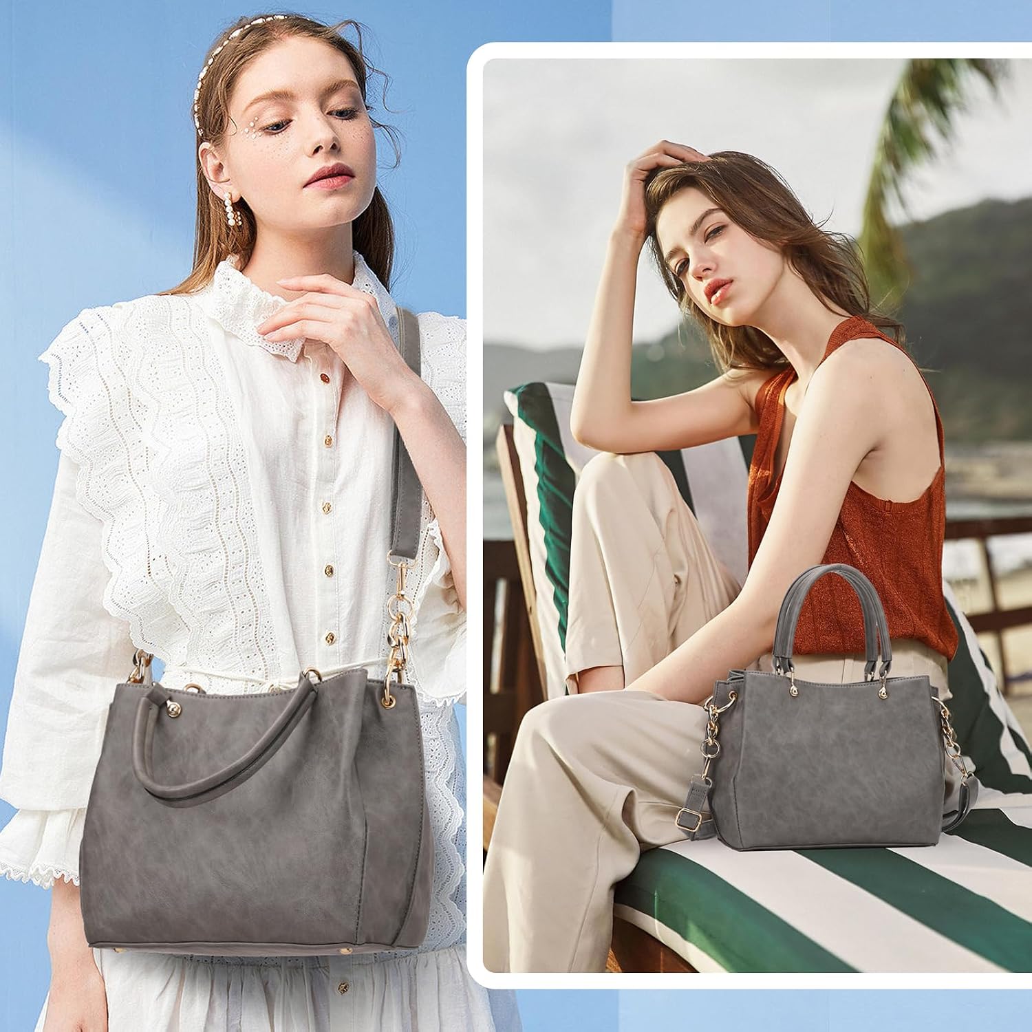 KL928 Women Designer Handbag and Purse, PU Leather Top Handle Satchel Shoulder Bag Tote Bag for Ladies | Designer, PU Leather, Top Handle, Ladies