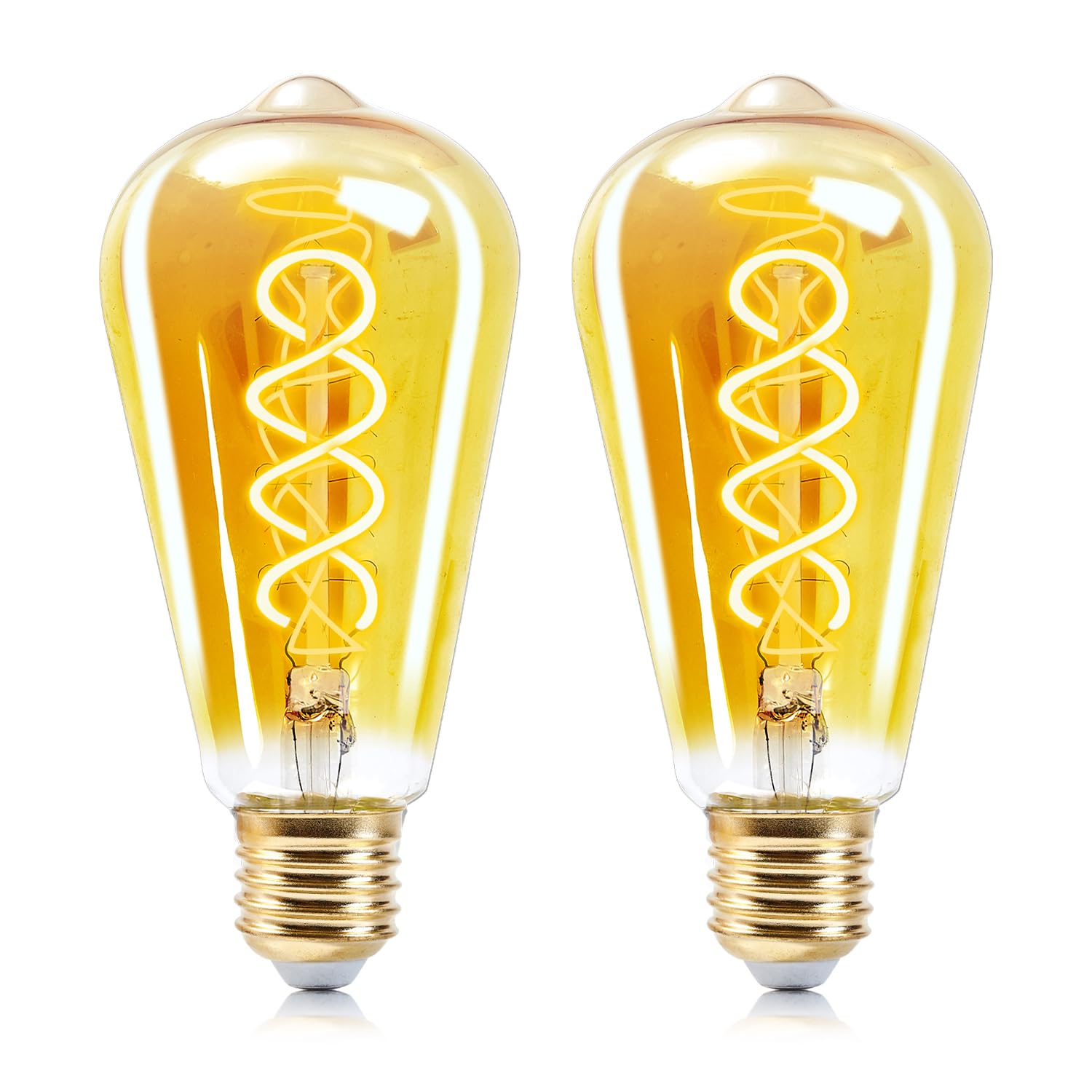 WOOWTT Edison Vintage Glühbirne E27, E27 LED Vintage Glühbirne Warmweiss 2700K Retro Dimmbare Glühbirnen 4W LED Filament Lampe Leuchtmittel für Retro Nostalgie Beleuchtung im Café Haus Bar - 2 Stück