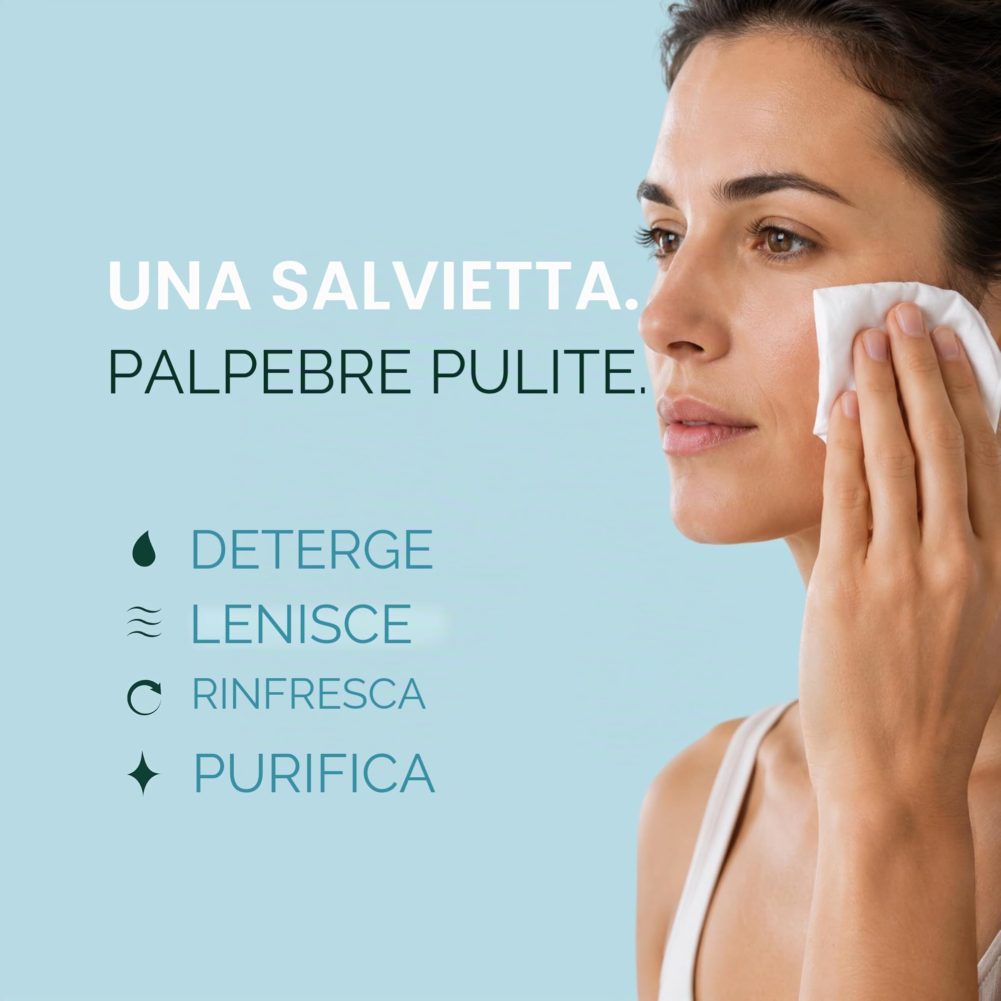 Salviette antimicrobiche per palpebre e ciglia,Per prurito, occhi secchi, stili e blefarite, ipoallergeniche e lenitive per occhi sensibili, confezione da 60