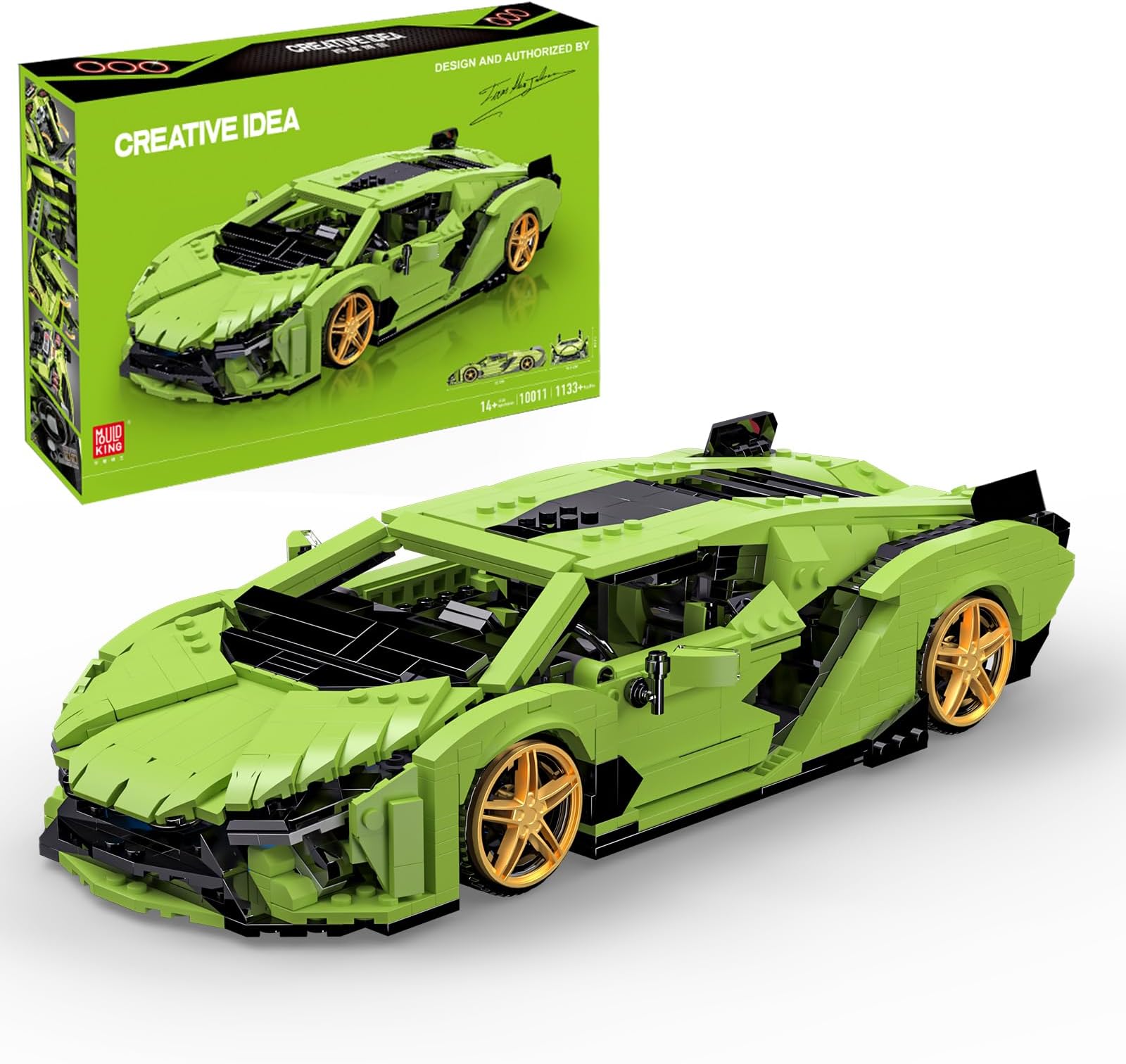Mould King Super Sports Car Building Blocks Sets, 1:8 Scale MOC Racing Car Building Kit, Collectible Set for Adults, Super Car Model Toys for Car Lover (1130 Pcs)