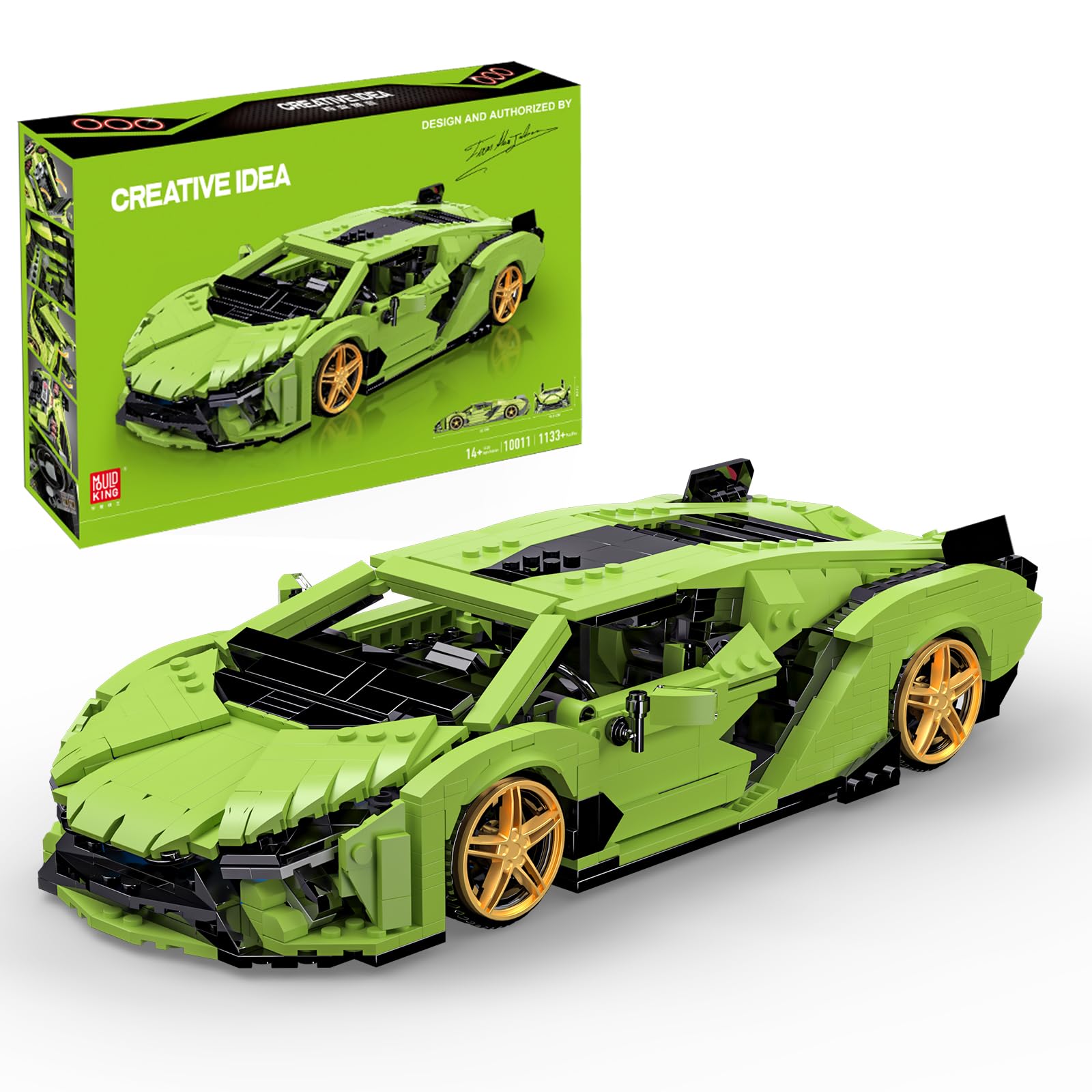 Mould King Super Sports Car Building Blocks Sets, 1:8 Scale MOC Racing Car Building Kit