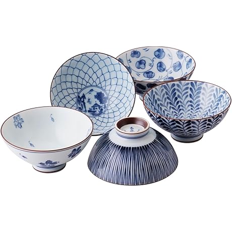 Japanese Rice Bowls - Mino Ware Japanese Pottery Set