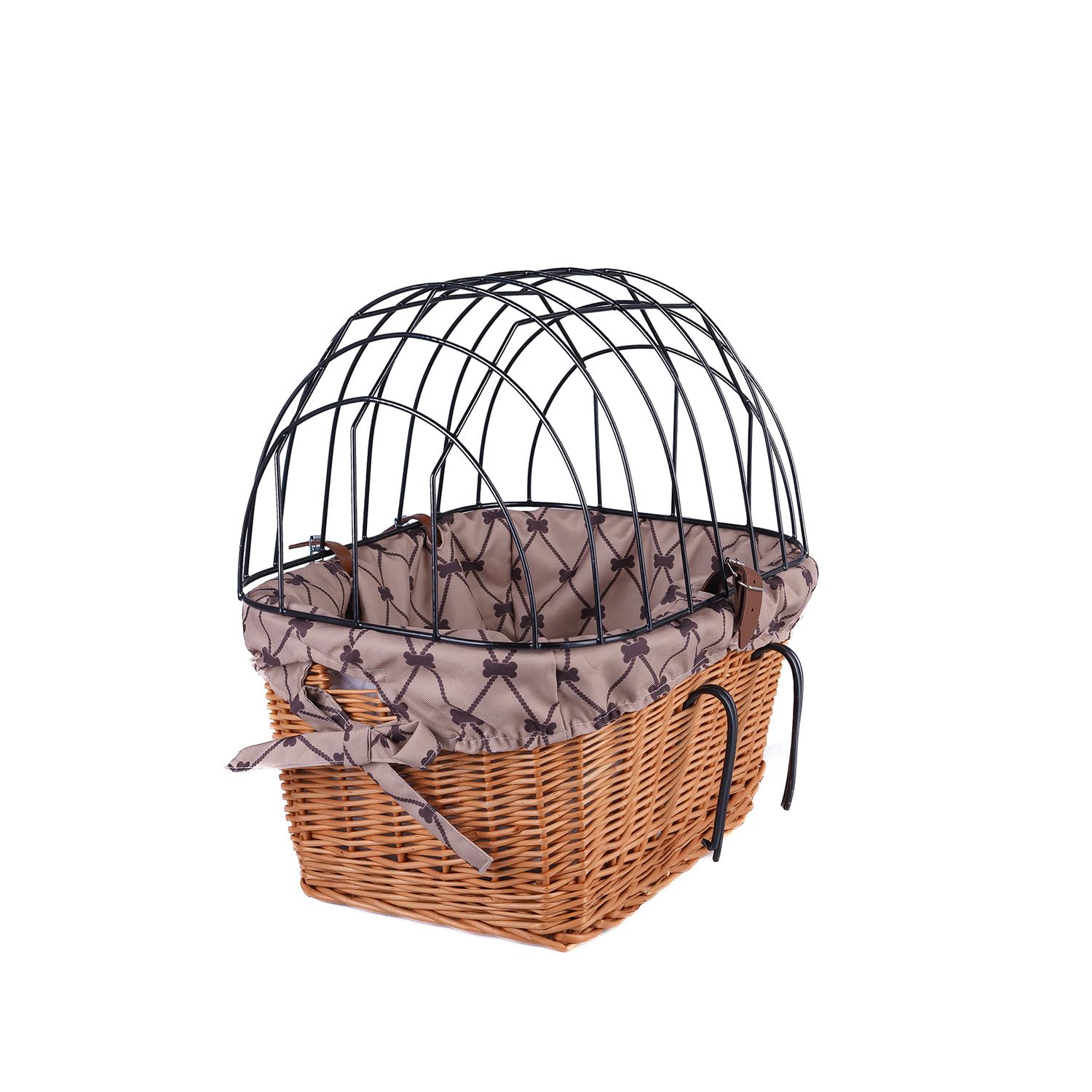 e-wicker24 Panier vélo avec Grille de Protection, Panier pour Chien ou Chat, Panier De Transport,Spécial Vélo (Naturel_Beige)