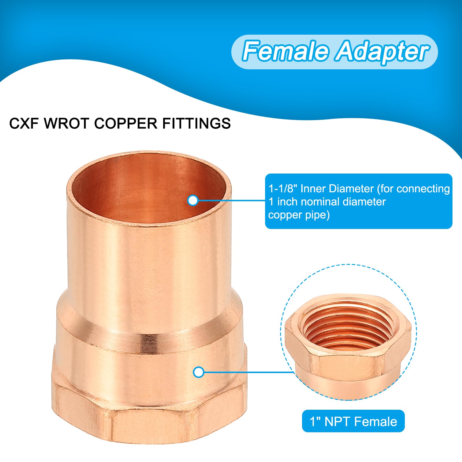 PATIKIL 5 Piezas Adaptador Hembra De 1" Con Conexiones C X F