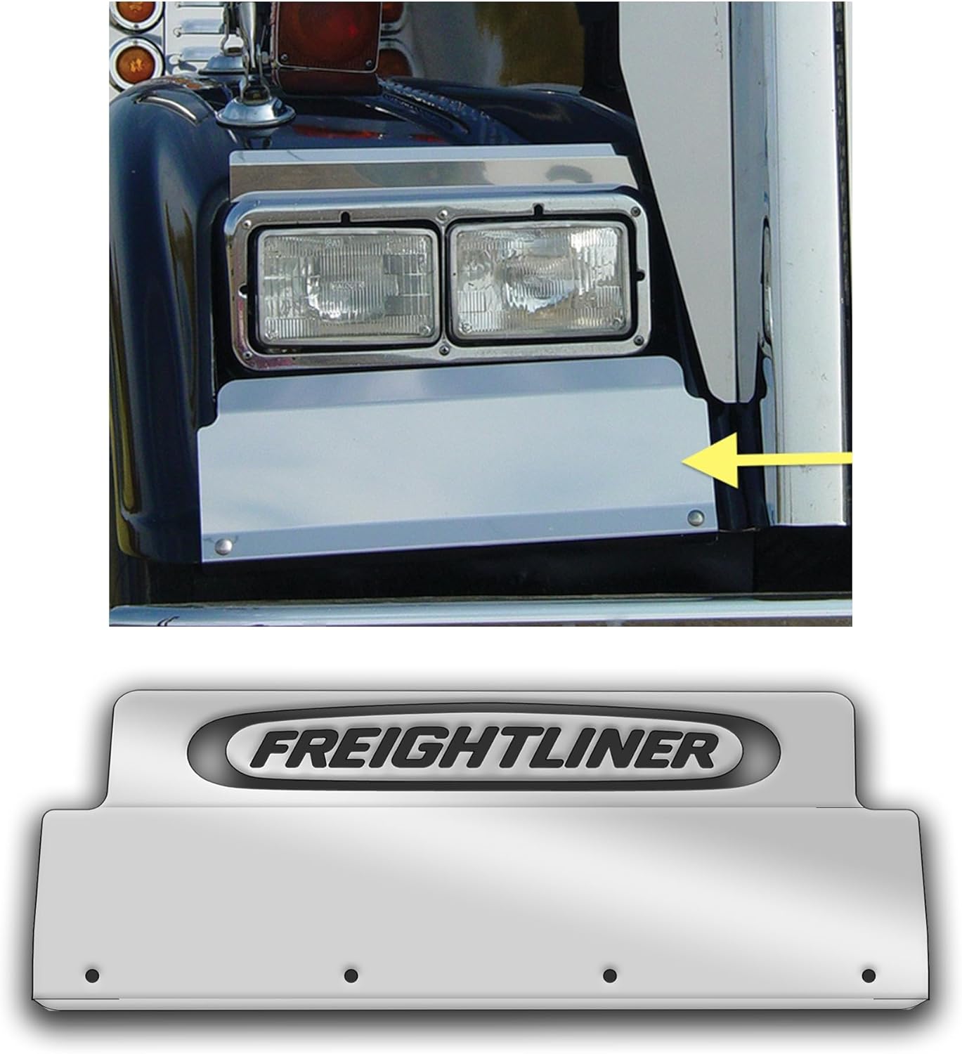 Freightliner Classic, FLD Fender Guards Stainless Steel Set Freightliner Style