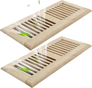 2PC 4x10 Inch White Oak Wood Floor Register Vents Cover - Drop in Register with Damper Wooden Vents Covers for Home Floor Unfinished (White Oak)