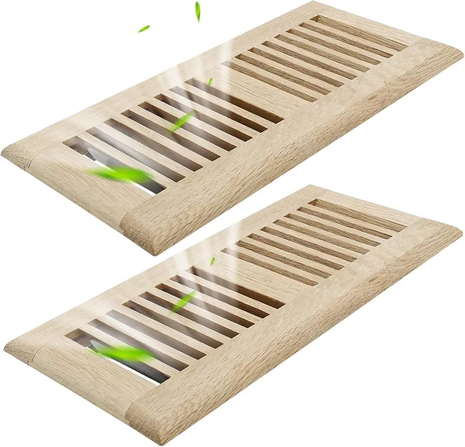 Wood Floor Register Vent Covers — 4x10 White Oak (2pc)