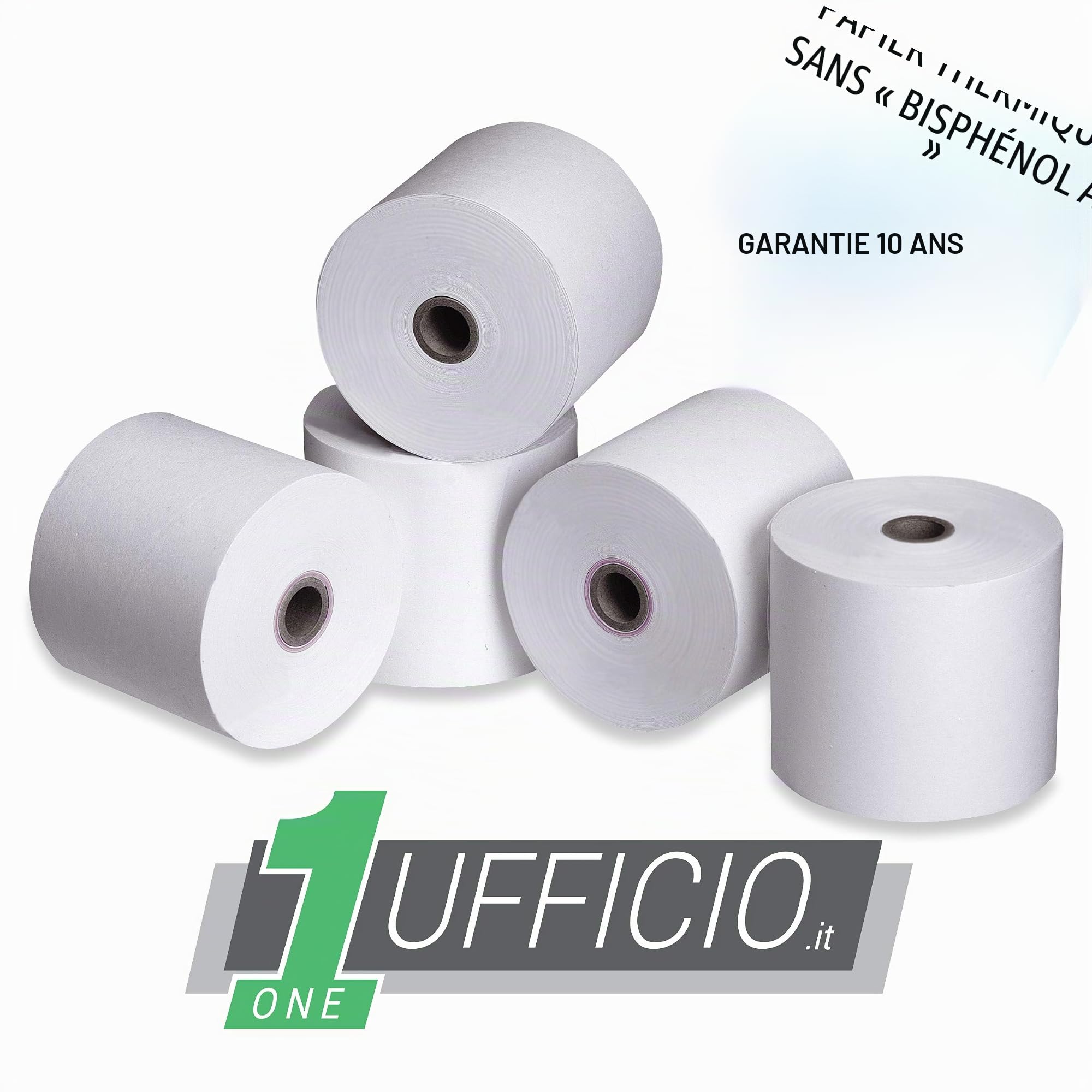Lot de 50 rouleaux de papier thermique homologués 80 mm x 80 m, Diamètre 12 mm – Enregistreur de caisse haute qualité