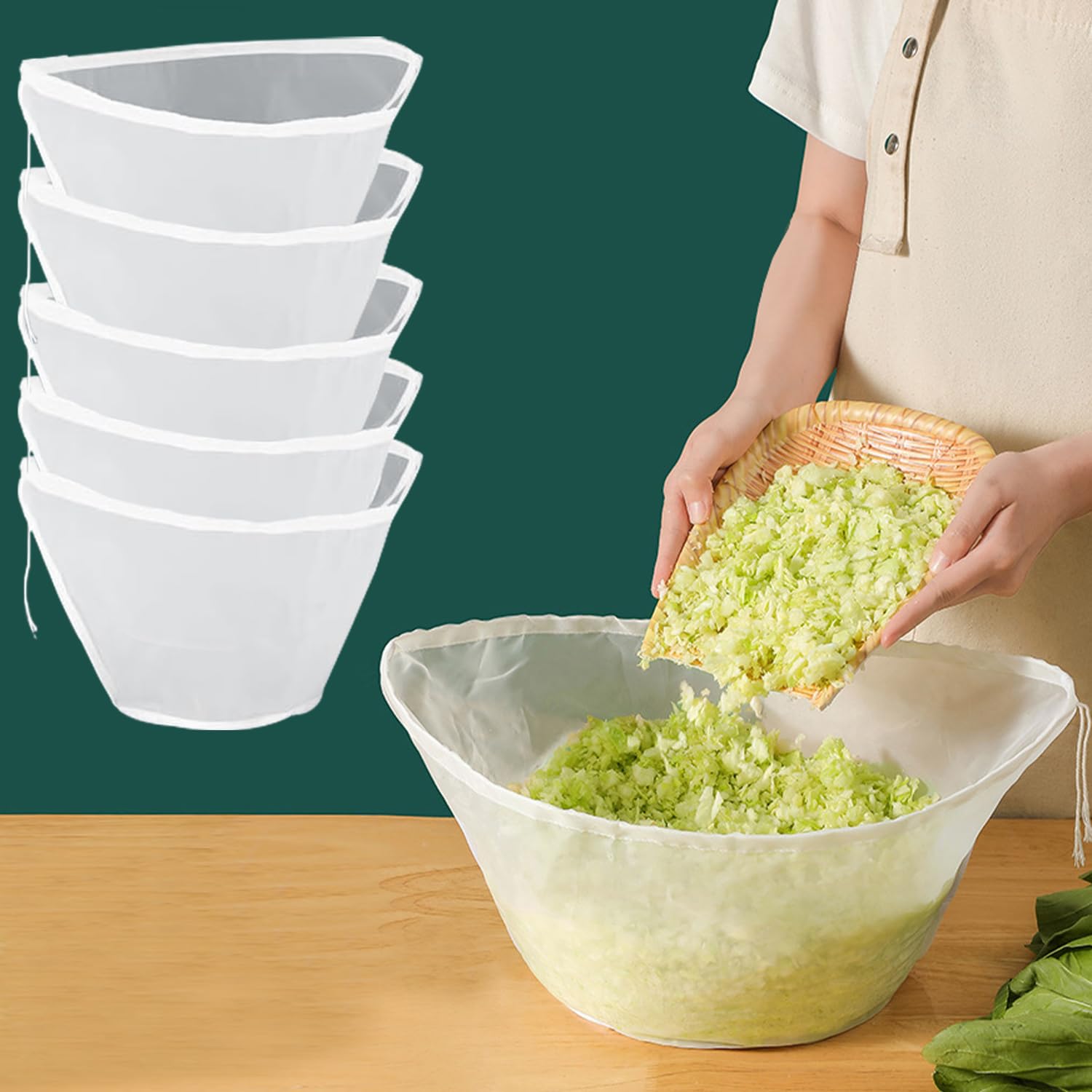 Daneohm 6PCS Organic Cotton Cheesecloth Bags - Reusable Straining Bags for Nut Milk, Soy Milk, Dumpling Fillings, and More (B-6PCS)