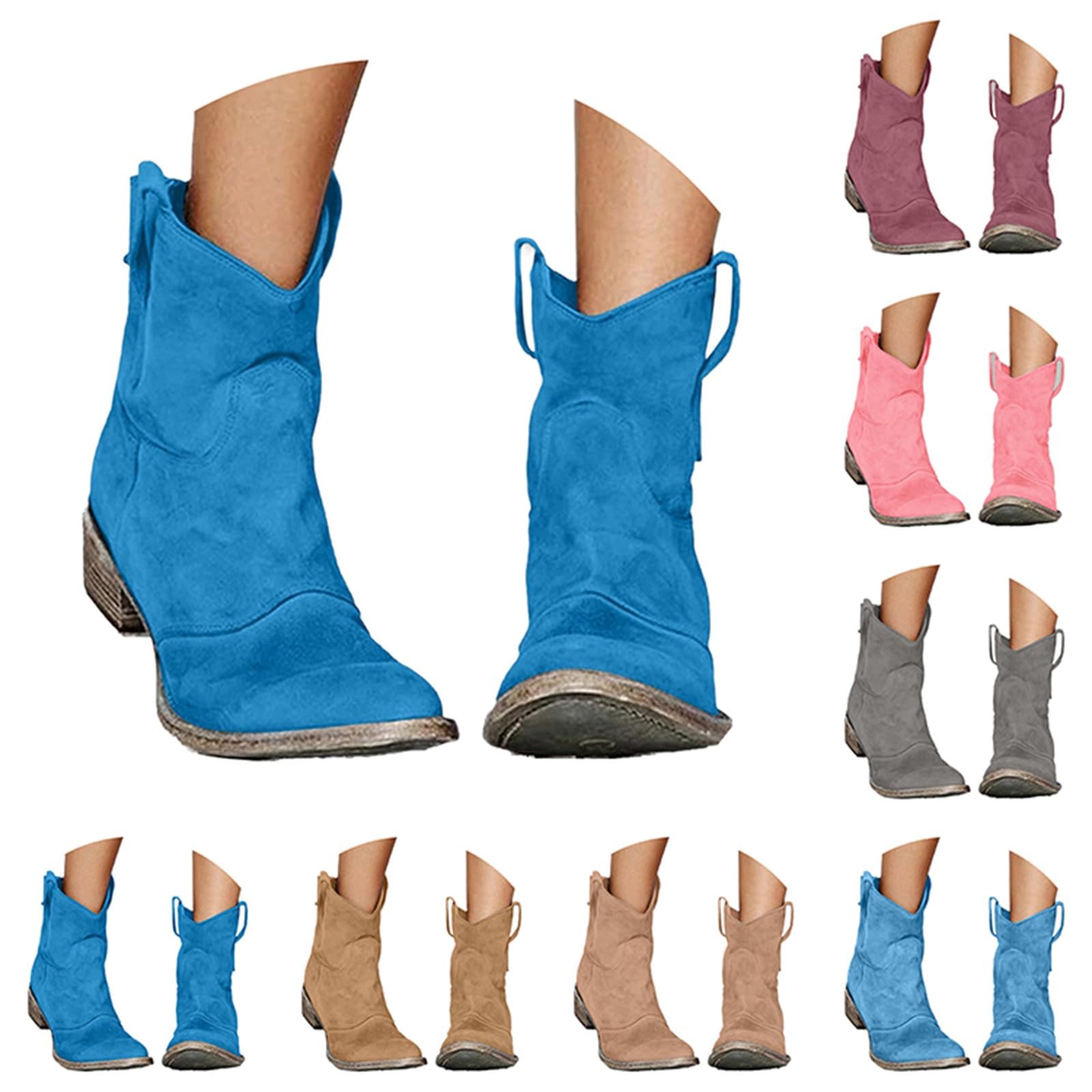 Cocila Botines De Invierno para Mujer, Botas Vaqueras, Vaqueras Occidentales, Vaqueros Retro Clásicas Ante Elegantes Y Cómodas. Bolso Altas Mujer Negras Tacon Negros Piel Marrones Hombre Agua