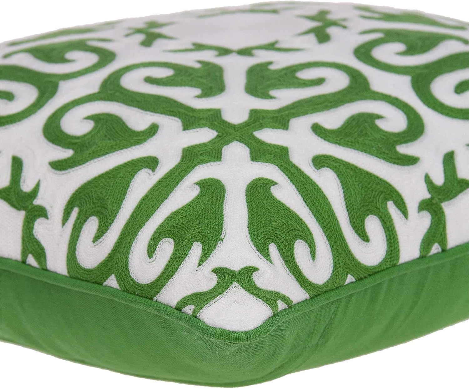 HomeRoots 334136 20 x 7 x 20 in. Traditional Green & White Accent Pillow Cover with Poly Insert